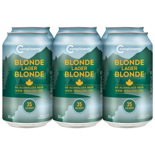 Compliments Bière blonde lager en canette sans alcool 6 x 355 ml