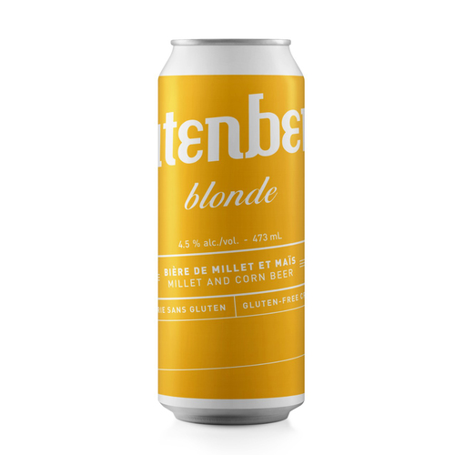Glutenberg Bière blanche sans gluten 5% d'alcool 4 x 473 ml (canettes)