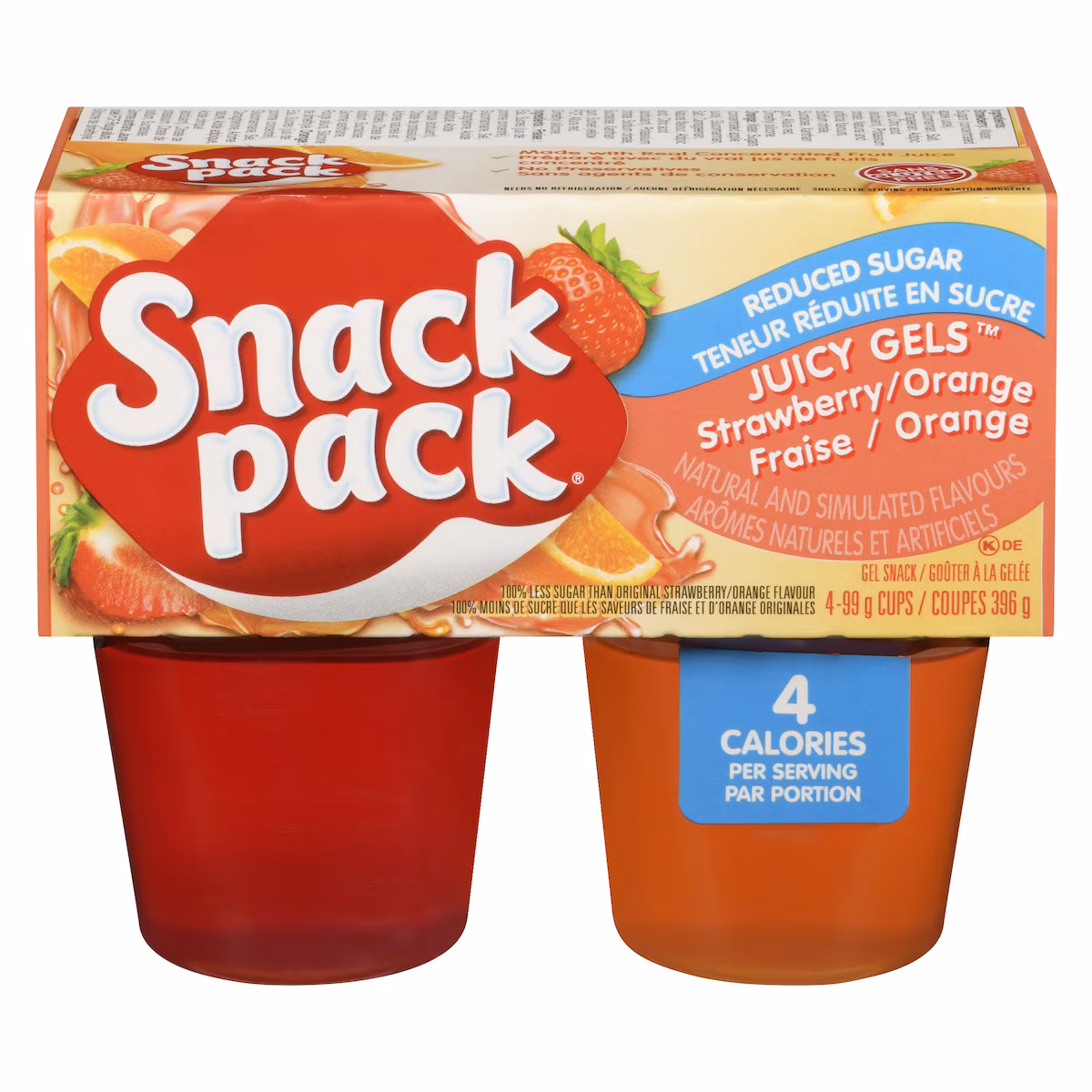 Juicy Gels fraise  orange à teneur réduite en sucre