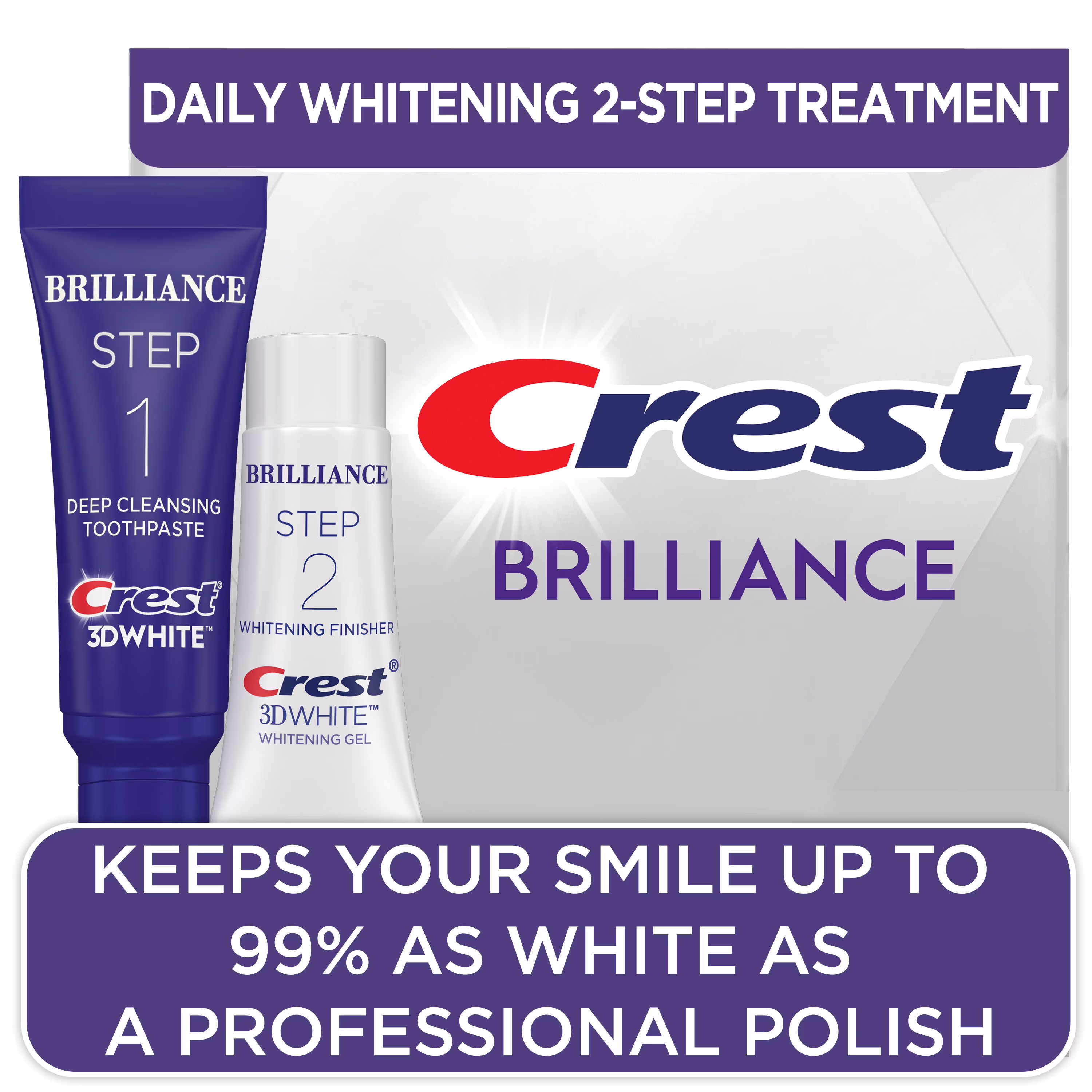 Crest 3d white brillance + dentifrice blanchissant en deux étapes
