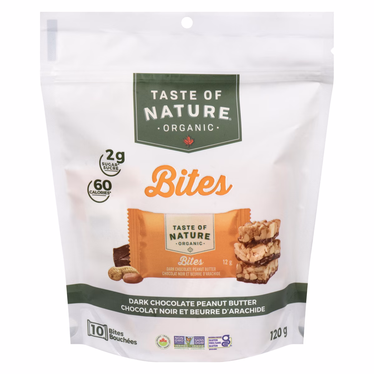 Organic bouchées chocolat noir et beurre d'arachide