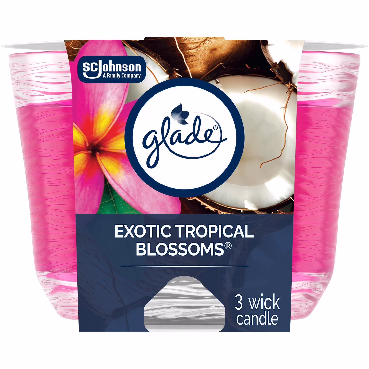 Glade chandelle parfumée. fleurs tropicales exotiques chandelle à trois mèches