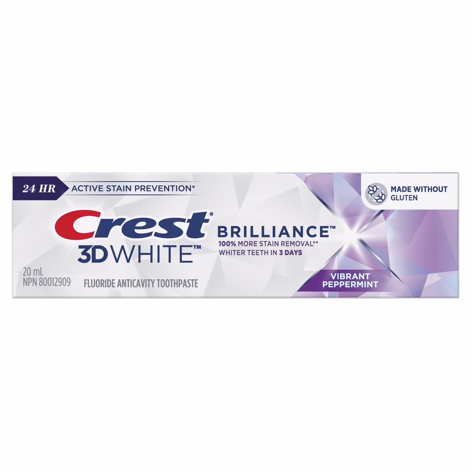 Dentifrice crest 3d white brilliance. menthe poivrée pétillante