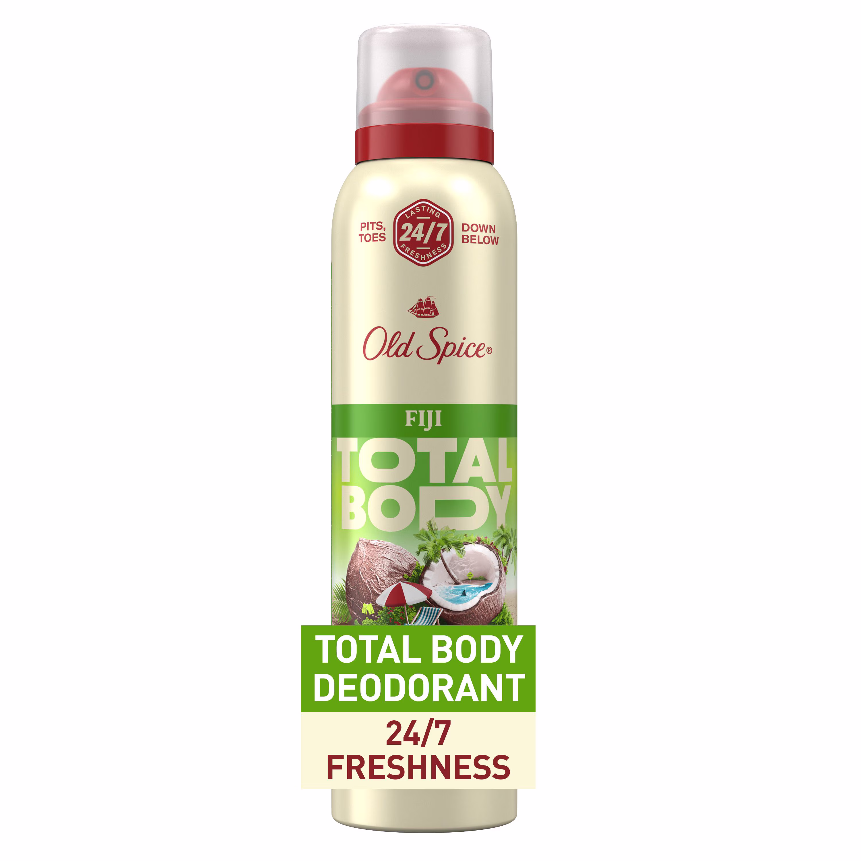 Désodorisant pour tout le corps old spice pour hommes. désodorisant corps entier. fidji. vaporisateur sans aluminium pour une fraîcheur 24 heures sur 24. 7 jours sur 7