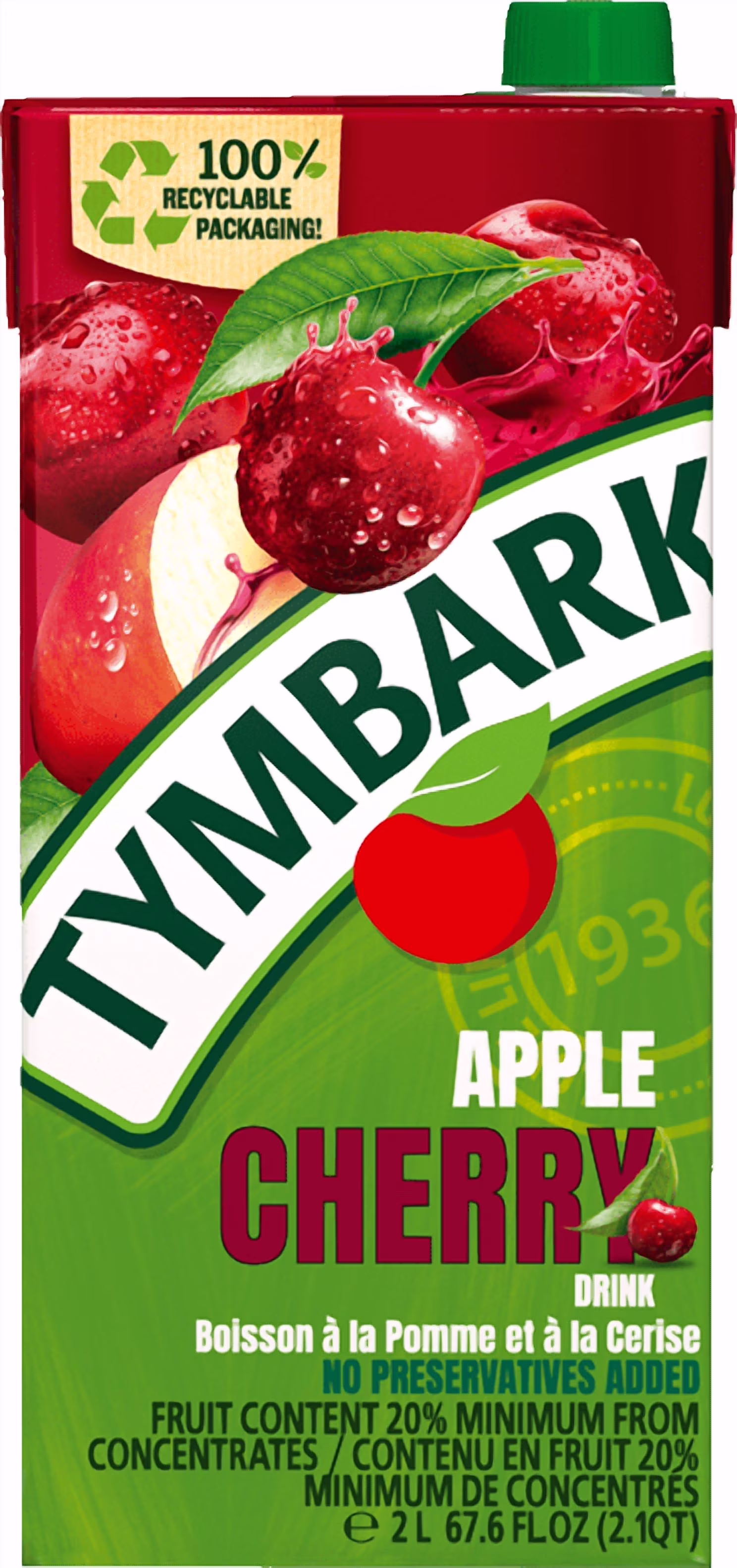 Boisson tymbark pomme cerise. carton  tymbark boisson pomme cerise