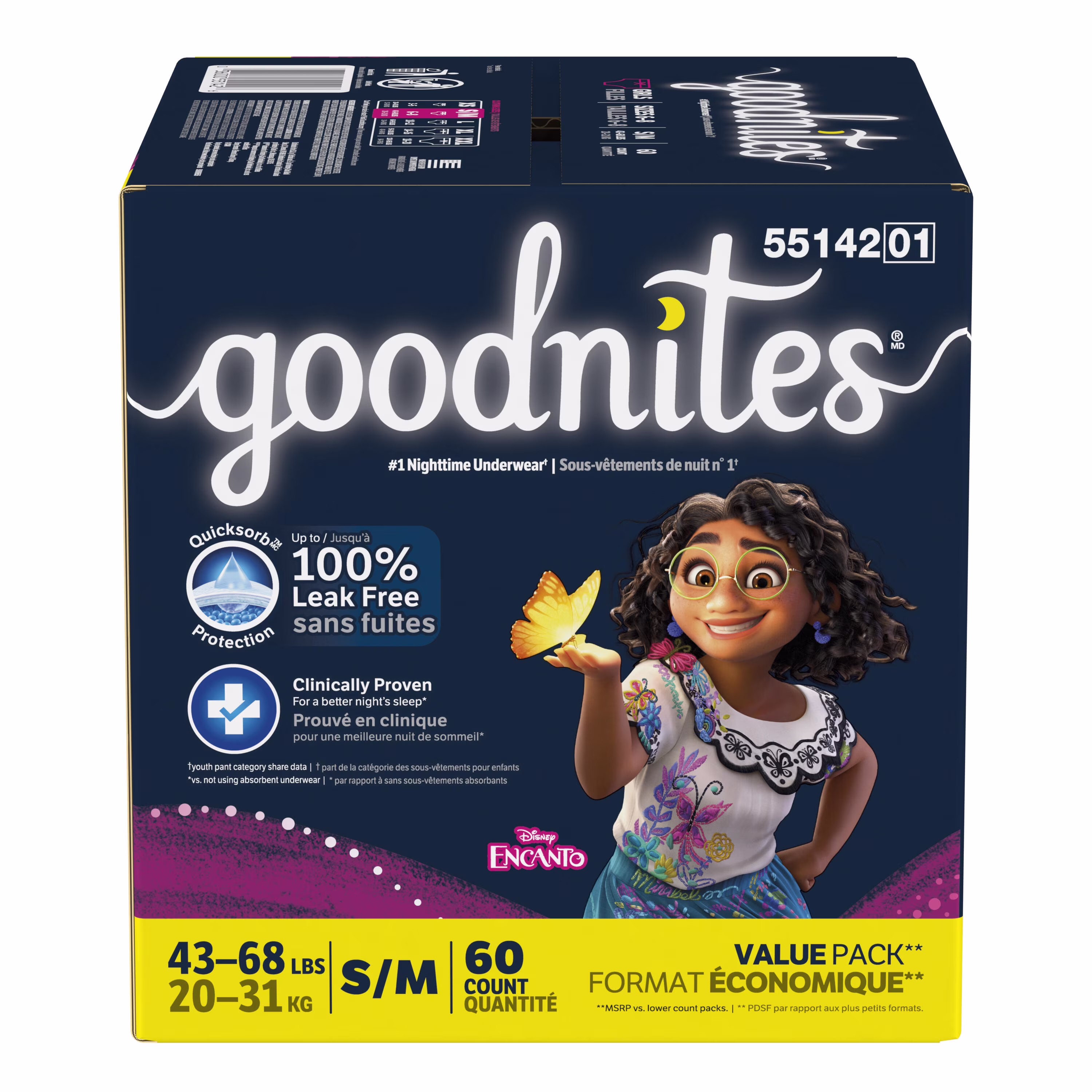 Sous-vêtements de nuit goodnites pour filles. sm 43 à ). 60 sous-vêtements