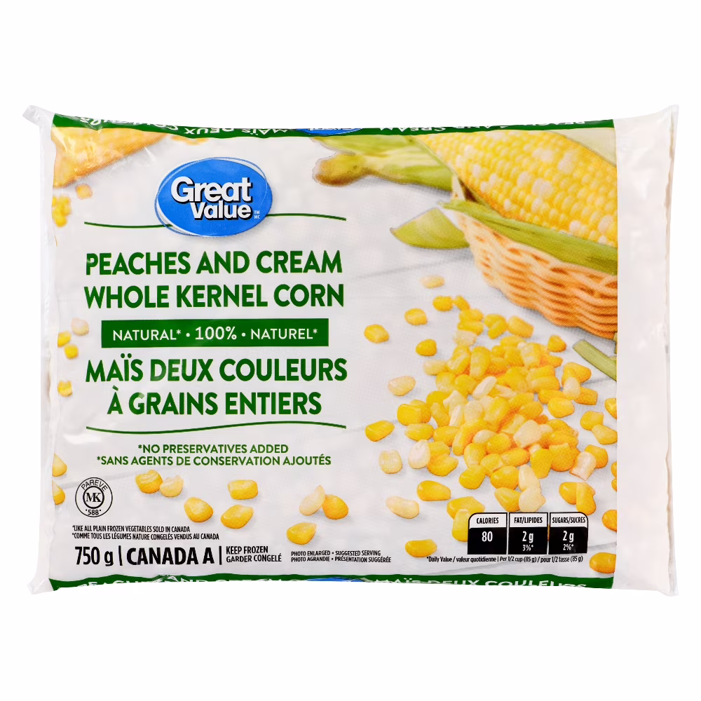 Great value maïs à grains entiers deux couleurs