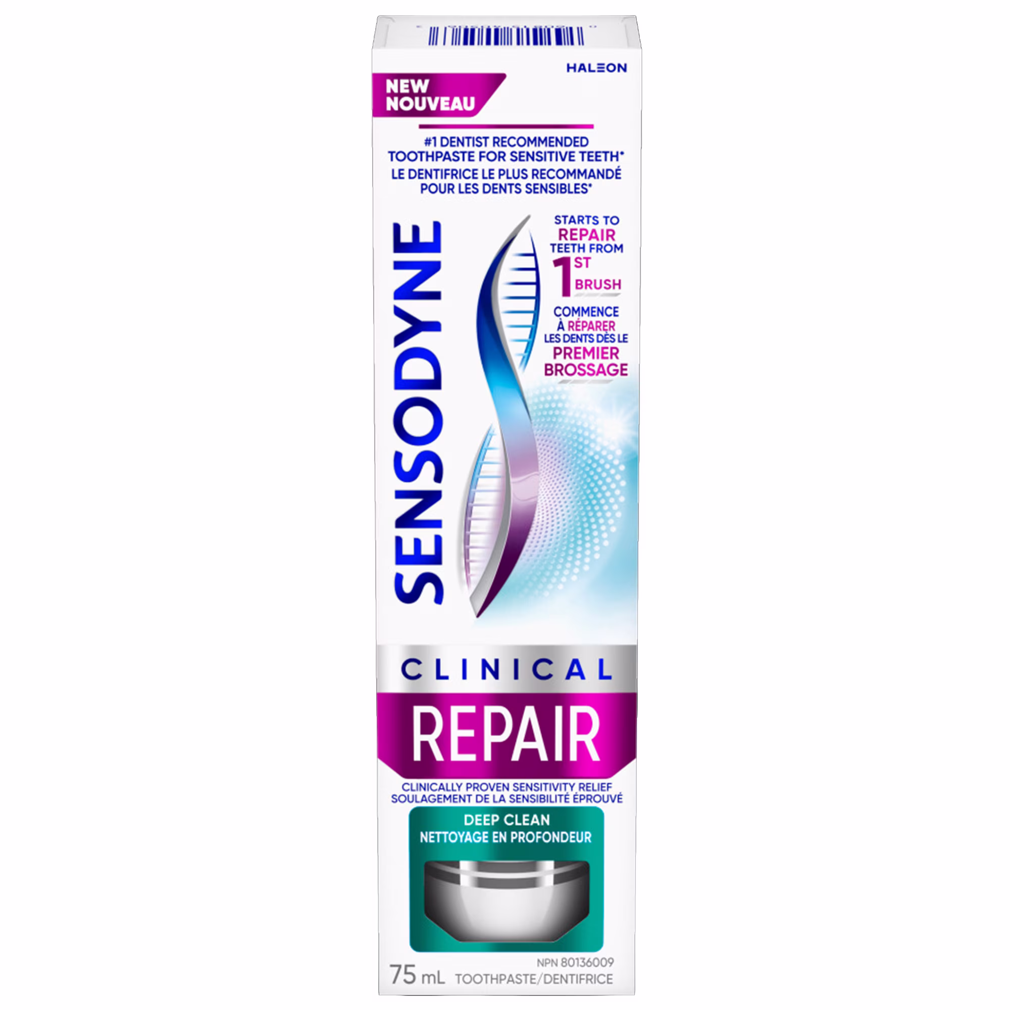 Dentifrice sensodyne clinical repair menthe fraîche pour les dents sensibles (nettoyage en profondeur).