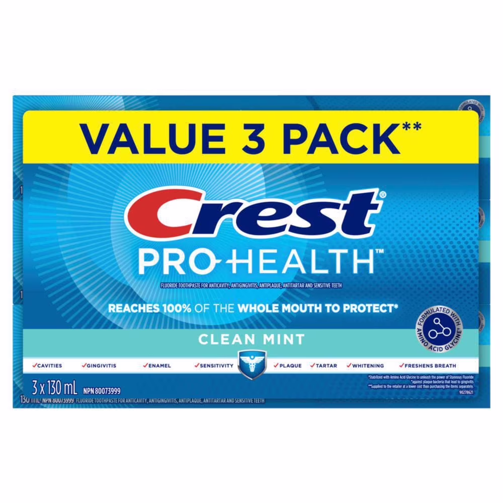 Crest pro-health dentifrice formule douce. pâte menthe fraîche paquet économique 3x