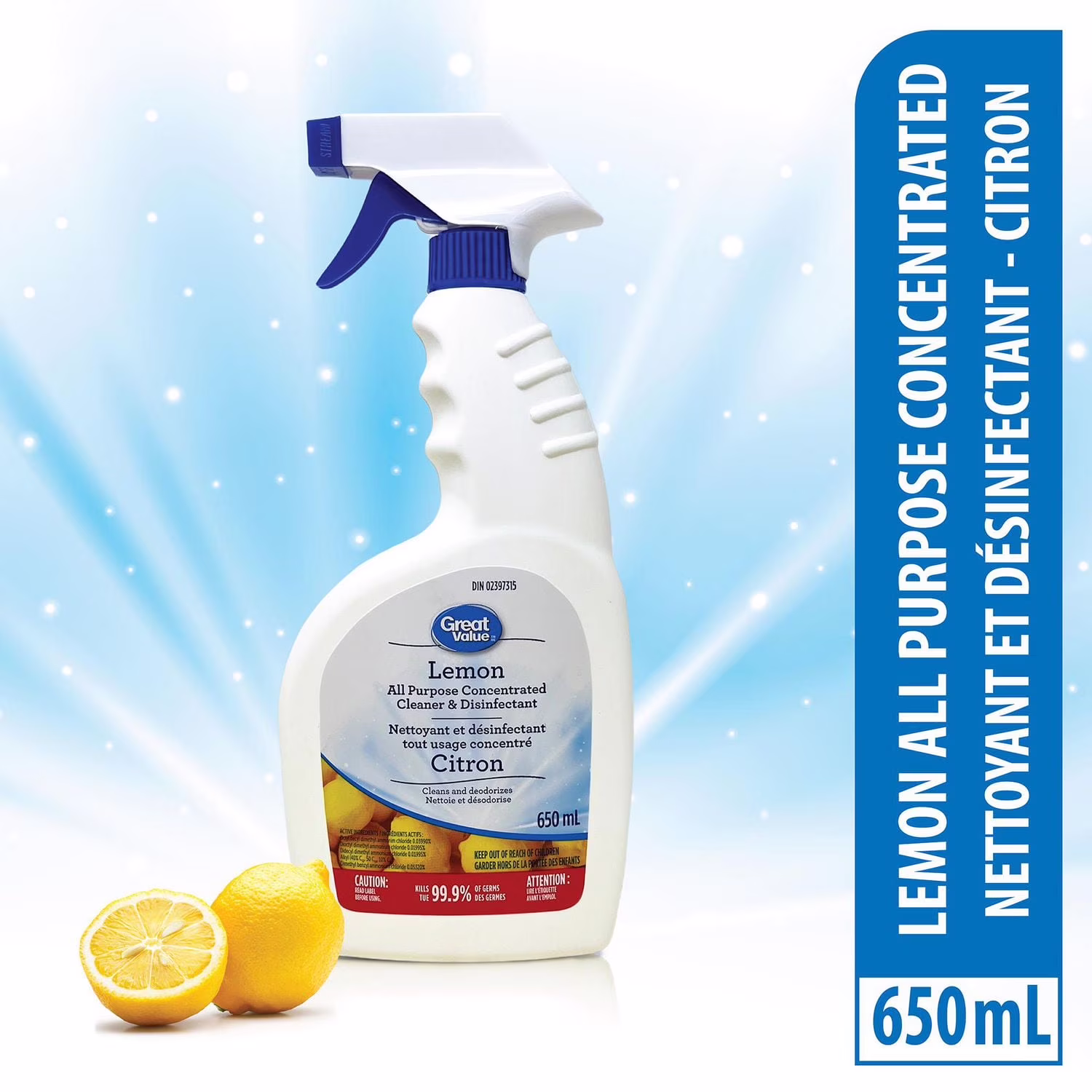 Nettoyant et désinfectant tout usage great value au parfum de citron