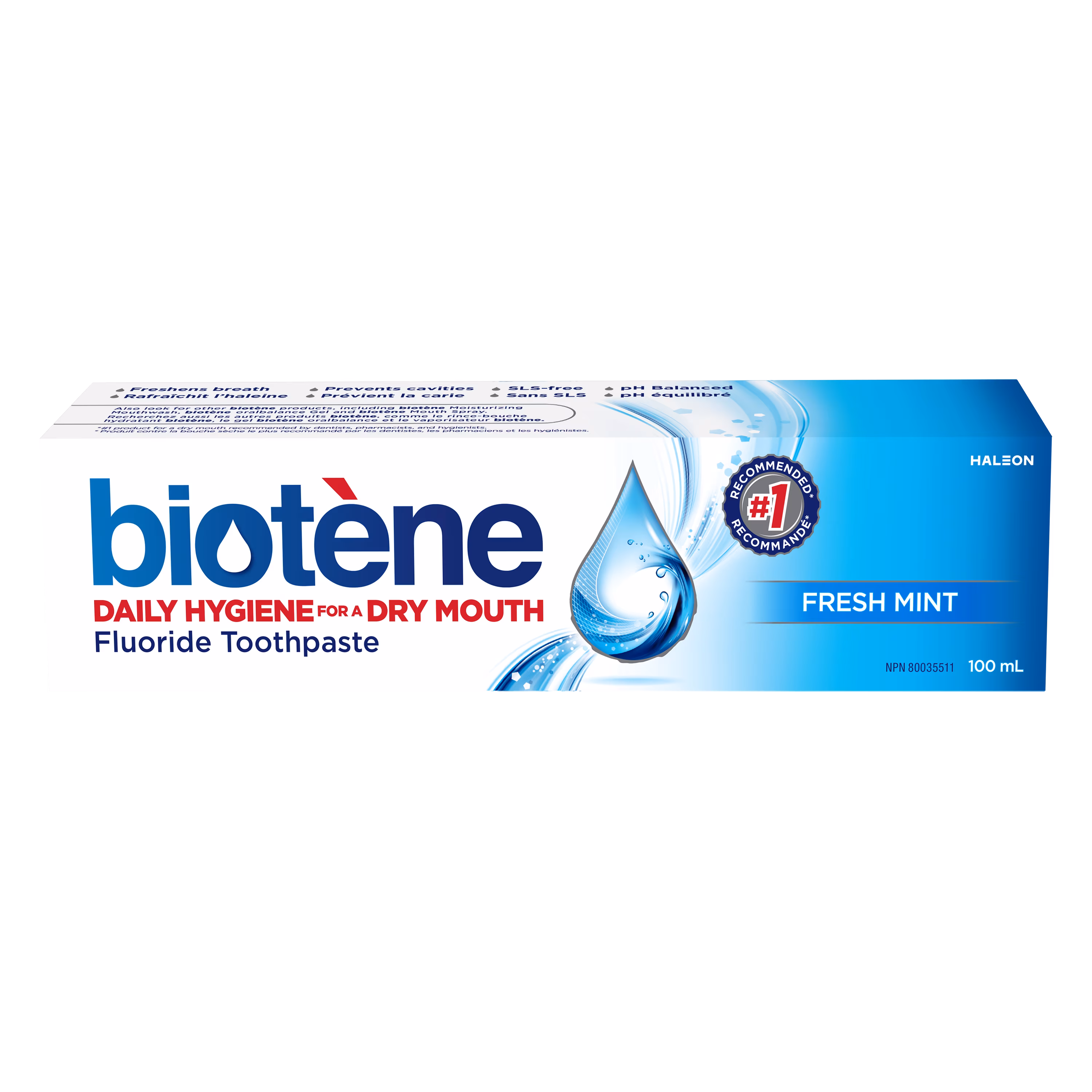 Dentifrice au fluorure biotène menthe fraîche