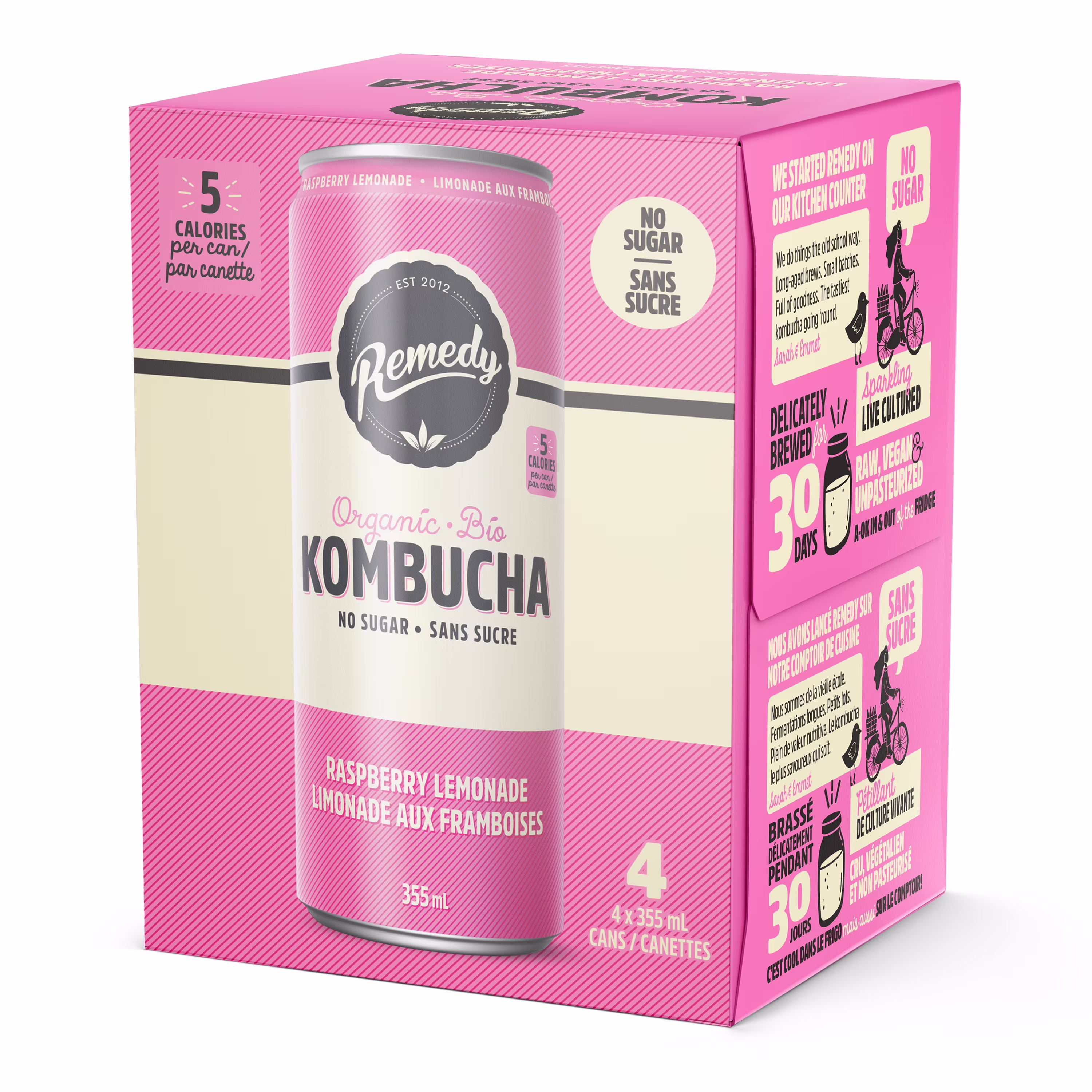 Kombucha cru biologique à la limonade aux framboises