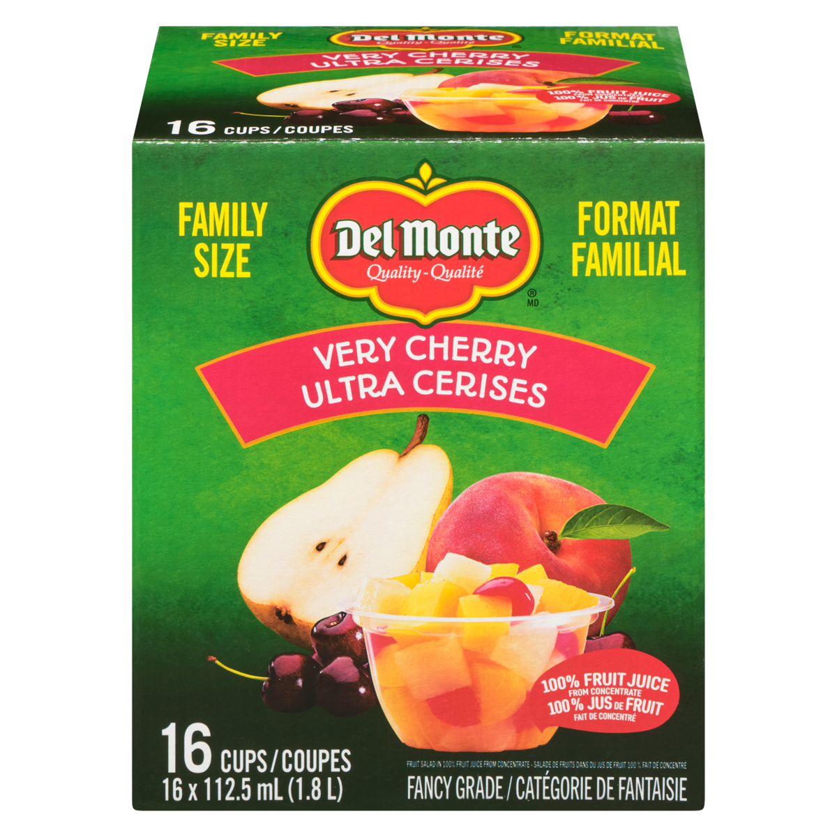 Salade de fruits dans du jus de fruit 100 % fait de concentré ultra cerises format familial