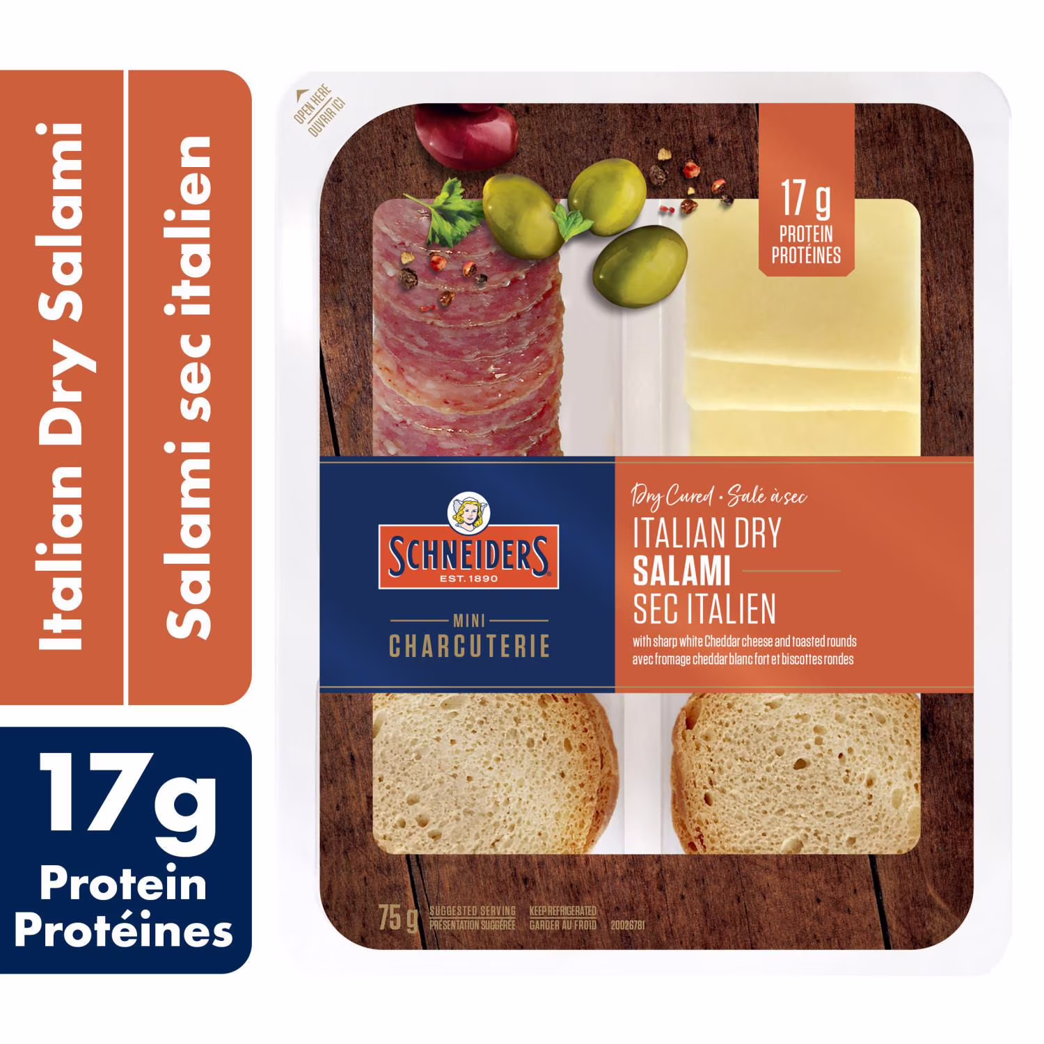 Collation de salamis secs italien tranchés