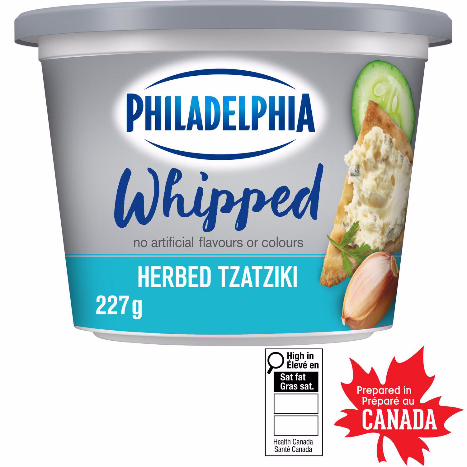 Produit de fromage à la crème philadelphia fouetté tzatziki aux herbes