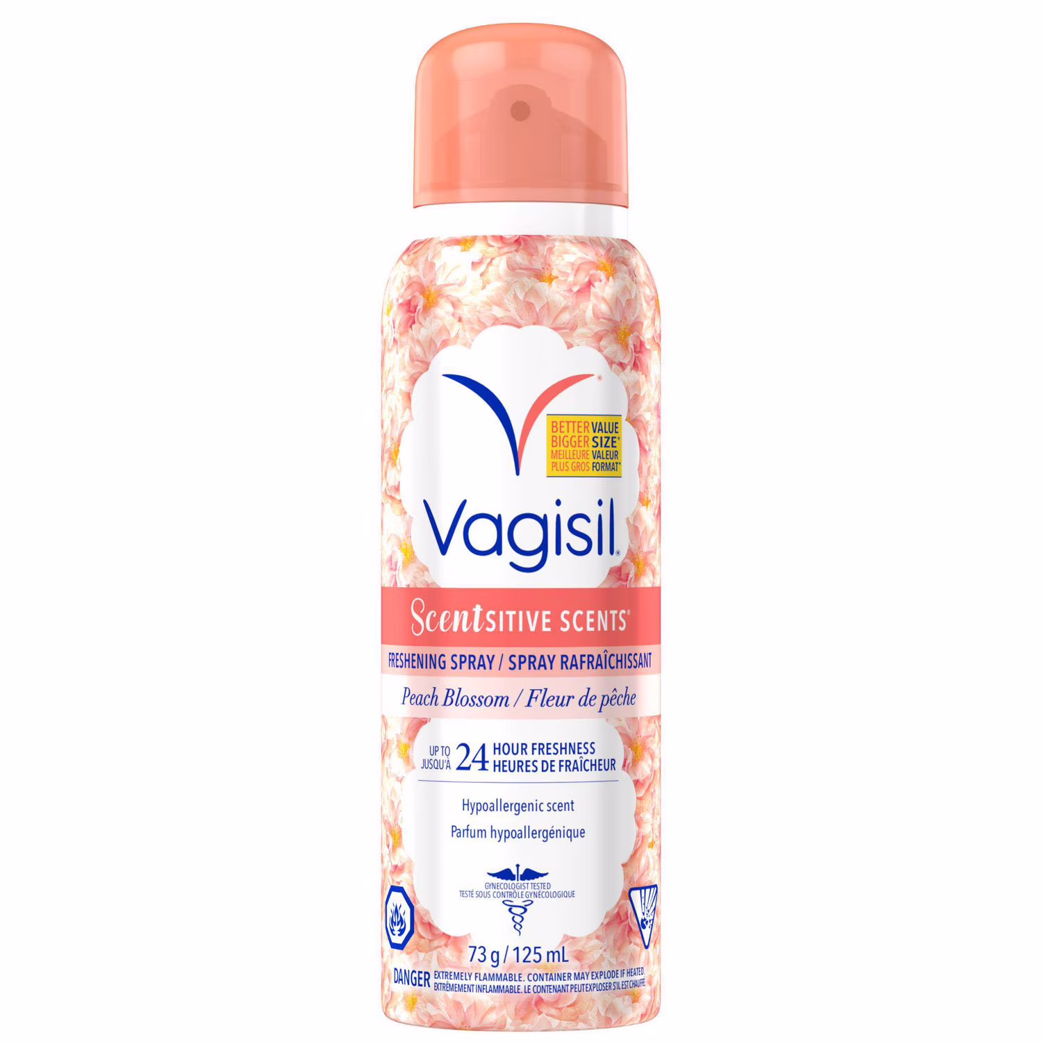 Spray rafraichissant vagisil scentsitive scents à la fleur de pêche