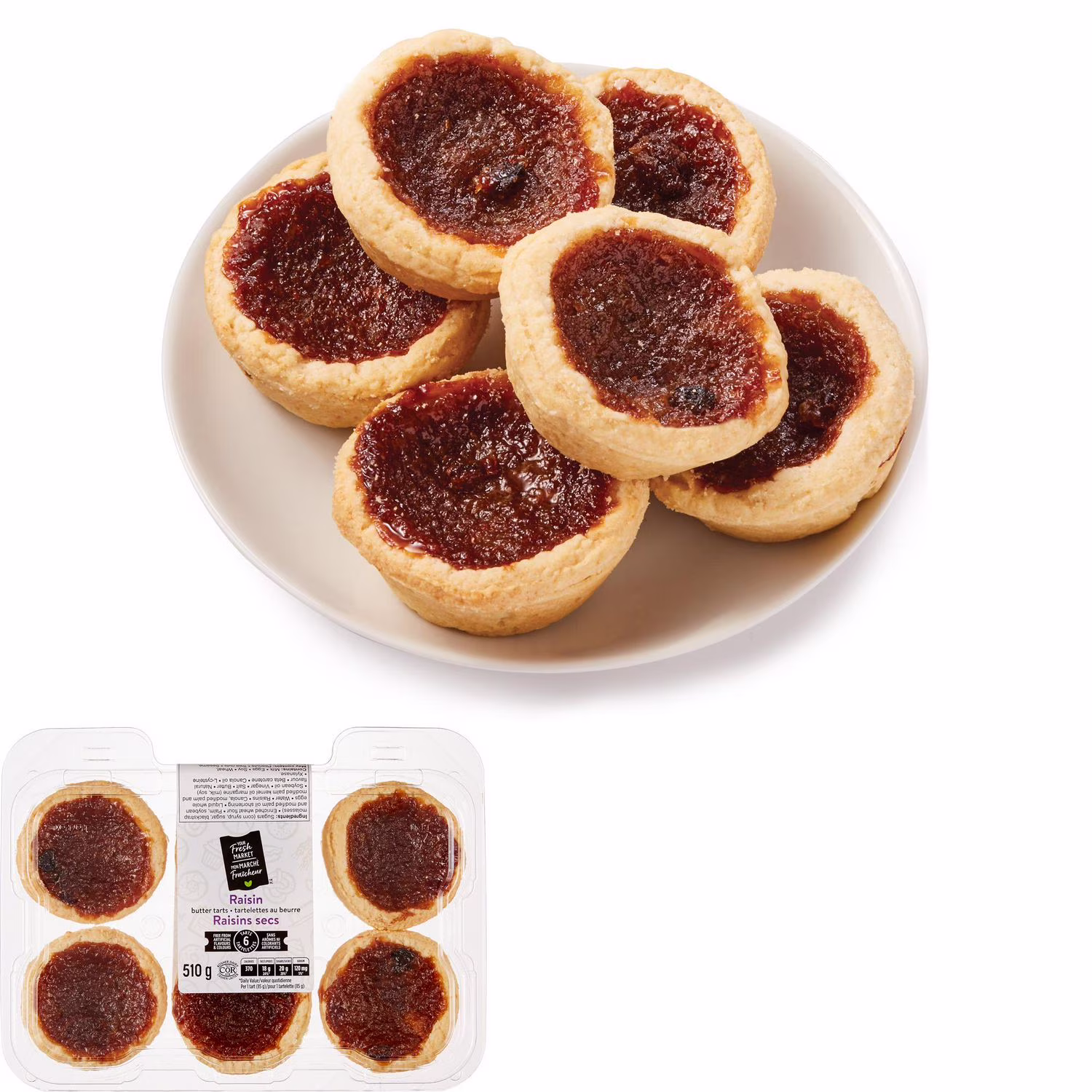 Tartelettes au beurre et aux raisins secs your fresh market. 6ct quantité -
