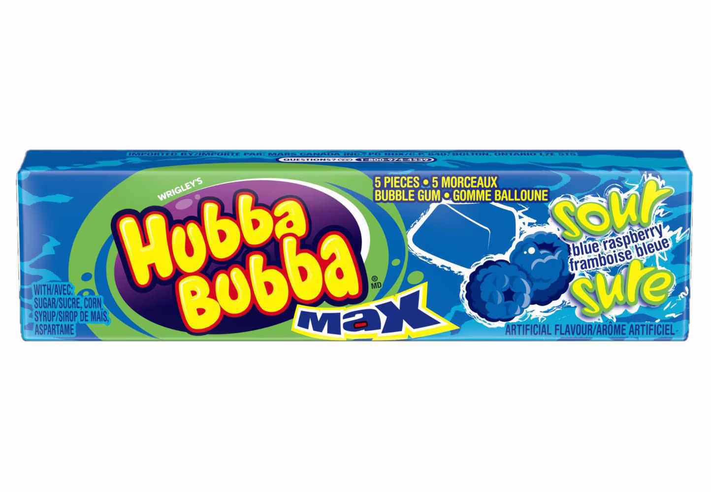 Gomme balloune hubba bubba max framboise sure. 5 morceaux 1 emballage. 5 morceaux