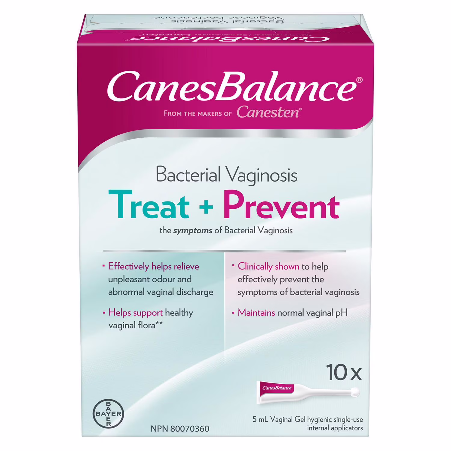 Gel vaginal canesbalance pour le traitement et la prévention de la vaginose bactérienne. élimination efficace des odeurs et des pertes vaginales 10 applicateurs à usage unique