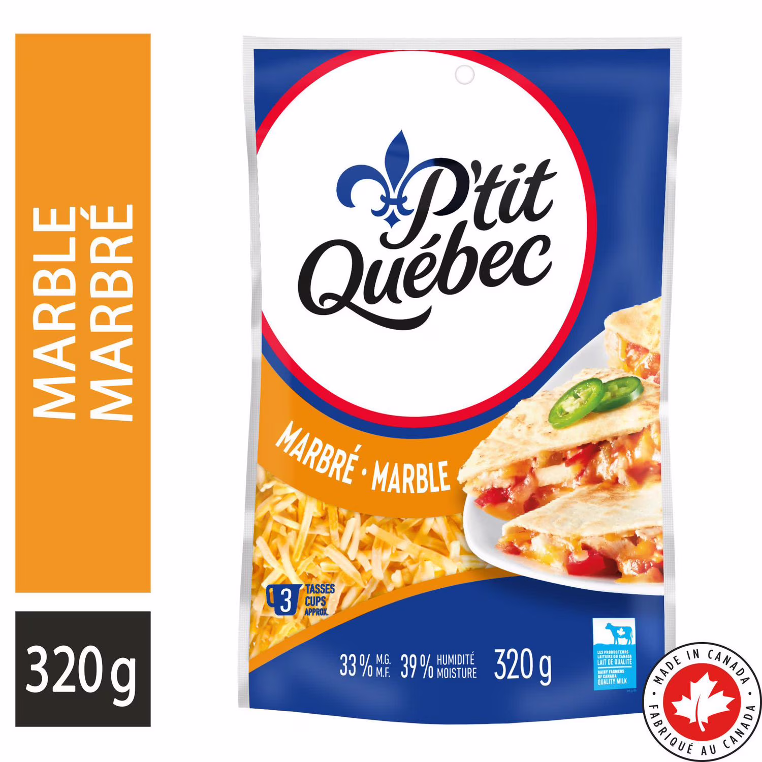 P'tit québec fromage râpé cheddar marbré