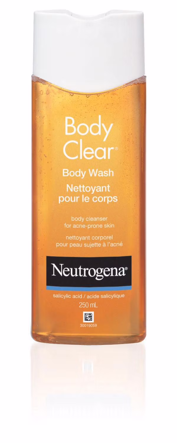 Nettoyant antiacné pour le corps neutrogena body clear. à base d'acide salicylique - produit pour l'acné. traitement antiacné. nettoyant pour les pores