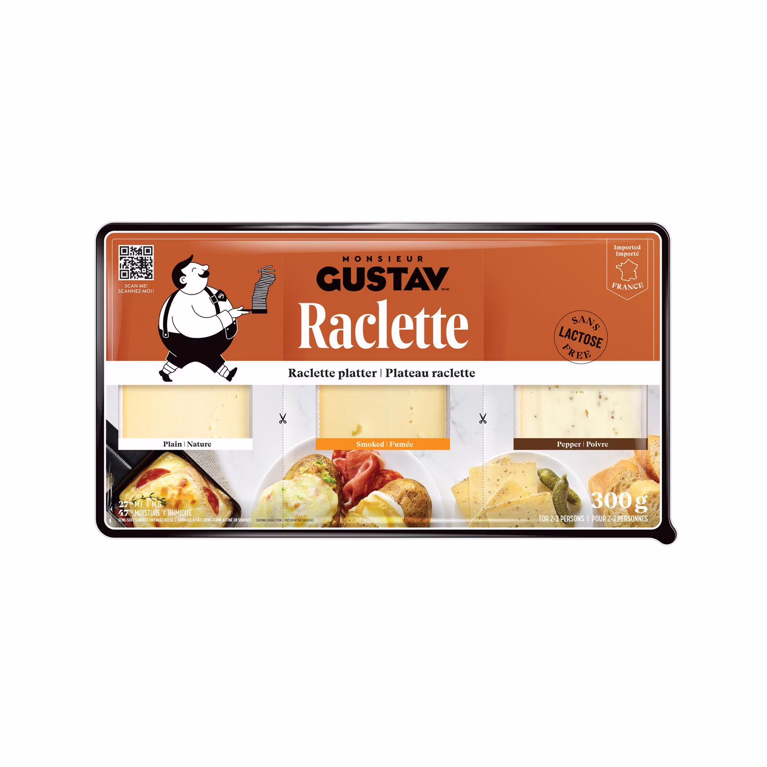 Trio de fromages à raclette sans lactose