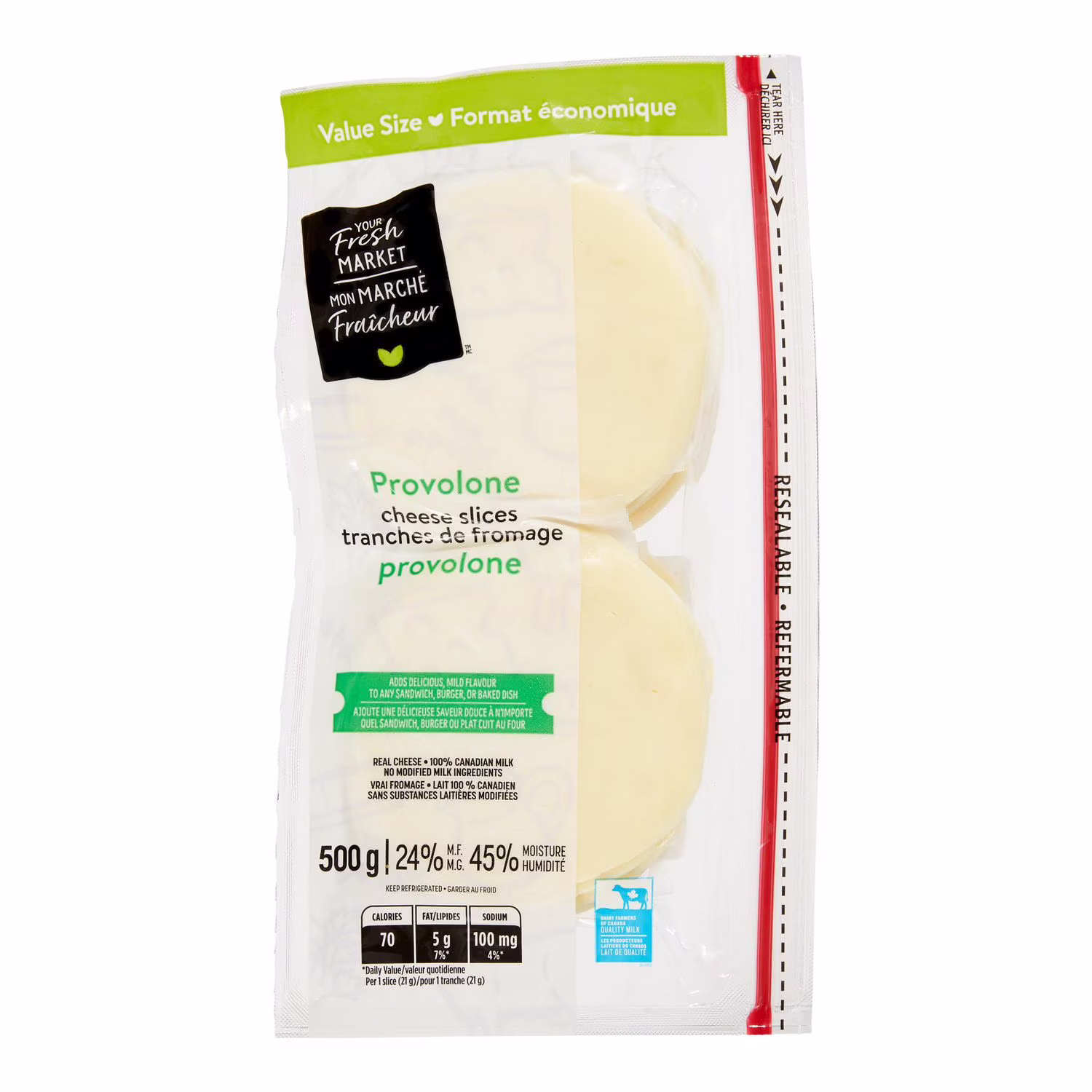 Tranches de fromage provolone mon marché fraîcheur (format économique)