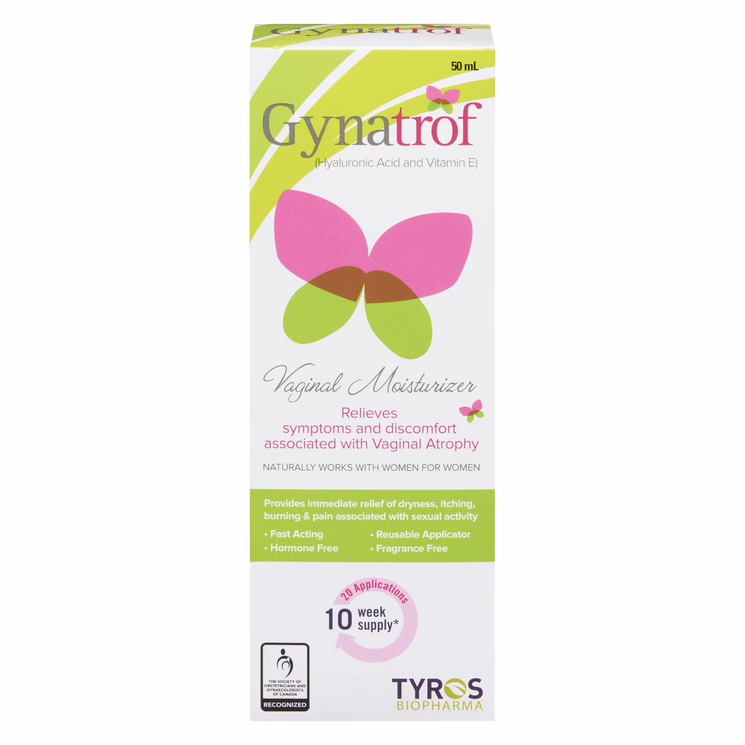 Gynatrof hydratant vaginal naturel  acide hyaluronique et vitamine e  élimine la sécheresse vaginale  action rapide. sans hormones et sans parfum  (20+ traitements)