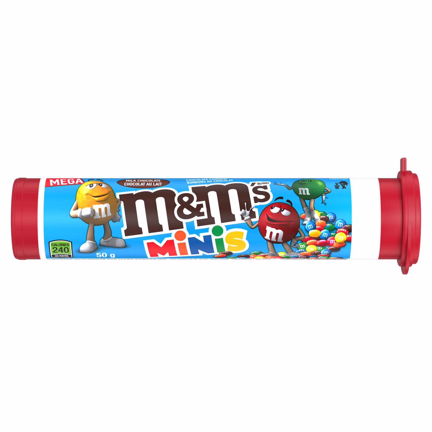 Friandises au chocolat au lait m&ms minis. tube.  1 tube.