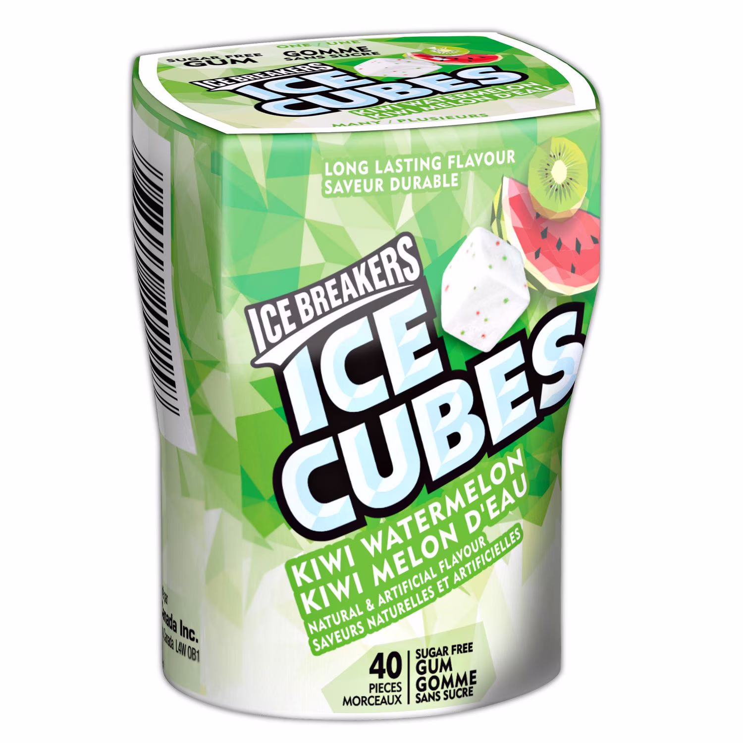 Gomme sans sucre au goût de kiwi et de melon deau ice breakers ice cubes. gomme sans sucre au goût de kiwi et de melon deau ice breakers ice cubes. 40 pièces