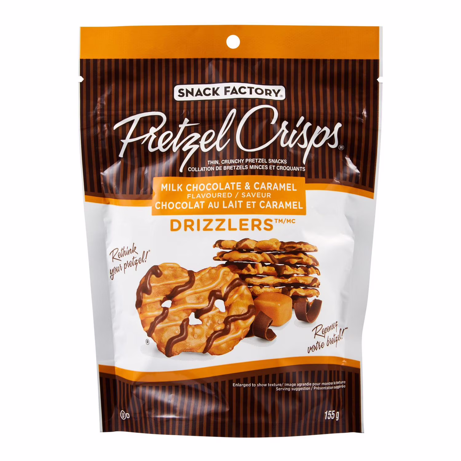 Collation de bretzels pretzel crisps drizzlers de snack factory engagement