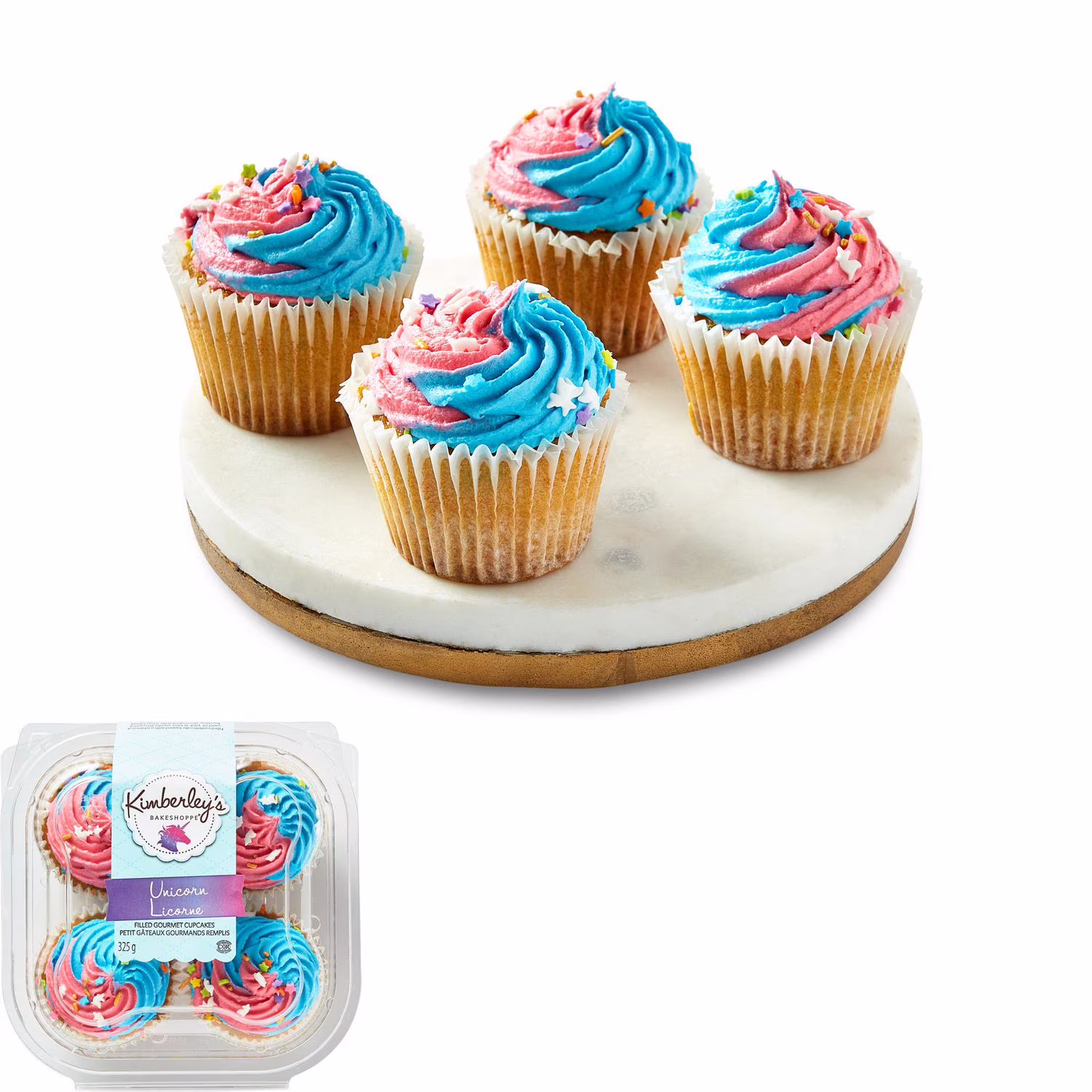 Petits gâteaux gourmands remplis licorne kimberley's bakeshoppe 4 petits gâteaux. total de