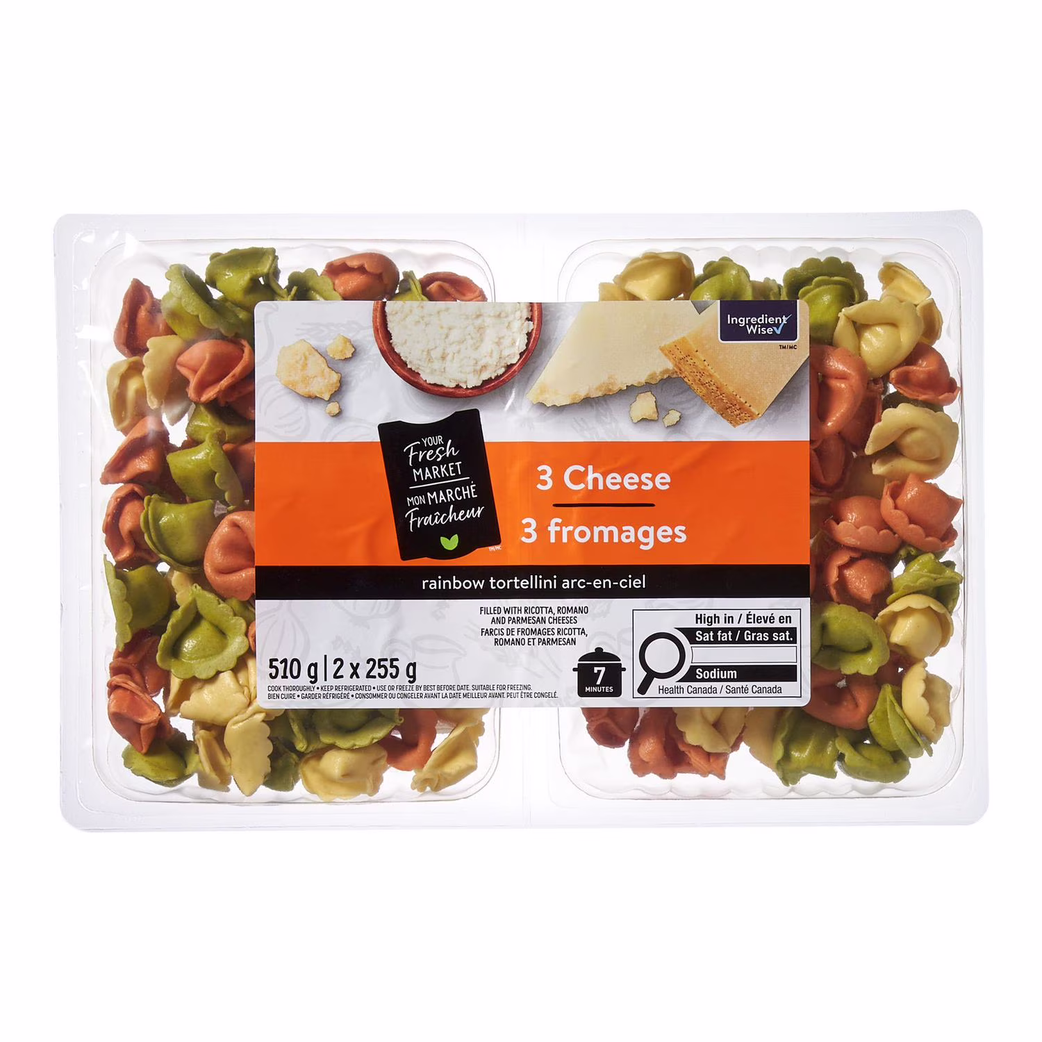Tortellini arc-en-ciel 3 fromages mon marché fraîcheur 2 x  (total de 510 g)