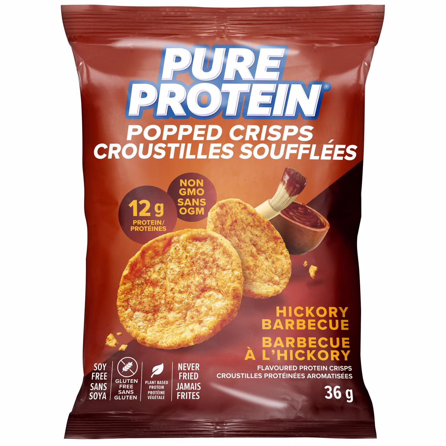 Pure protene crisps poppées bbq à l'hickory  riche en protéines et bon goût!
