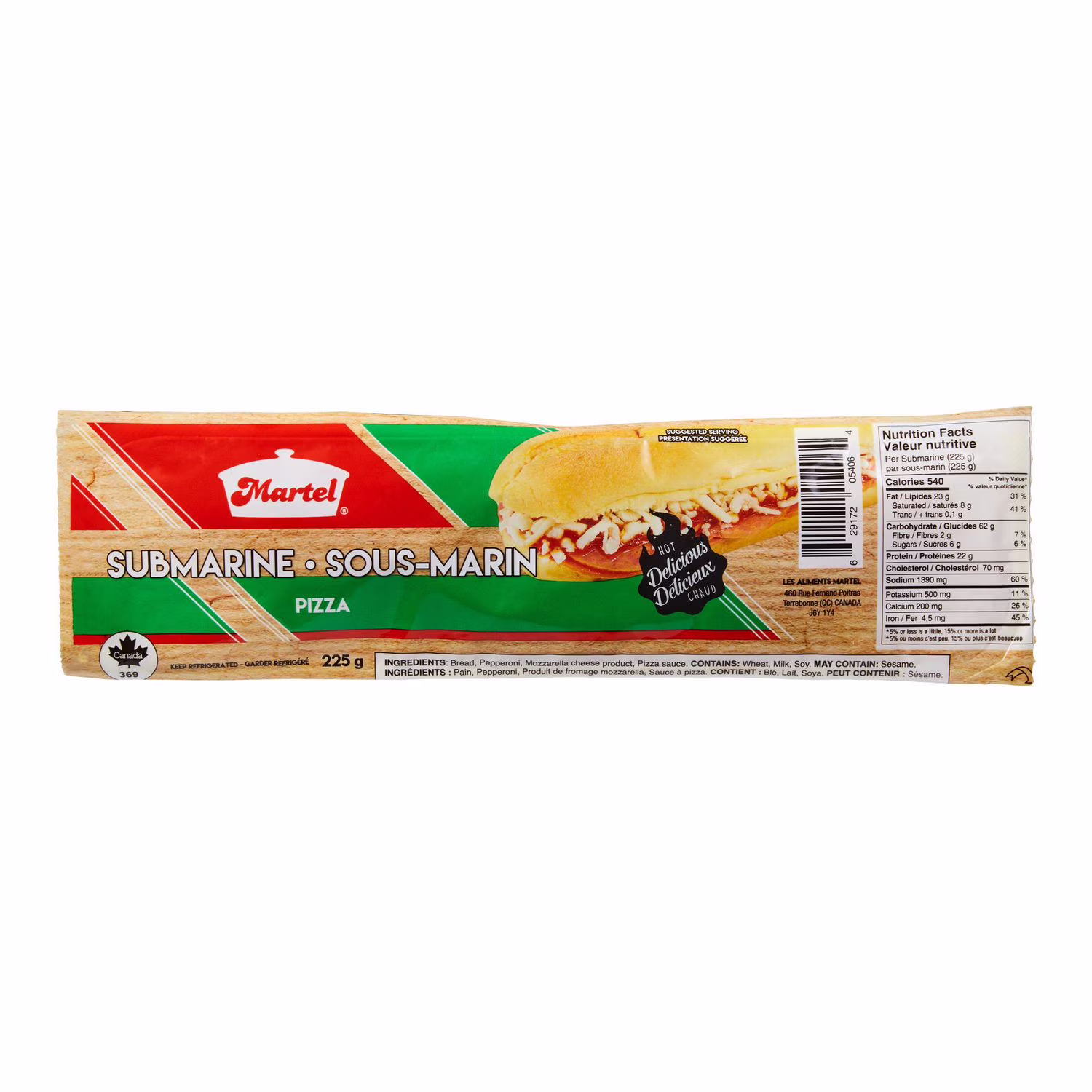 Sous-marin pizza martel