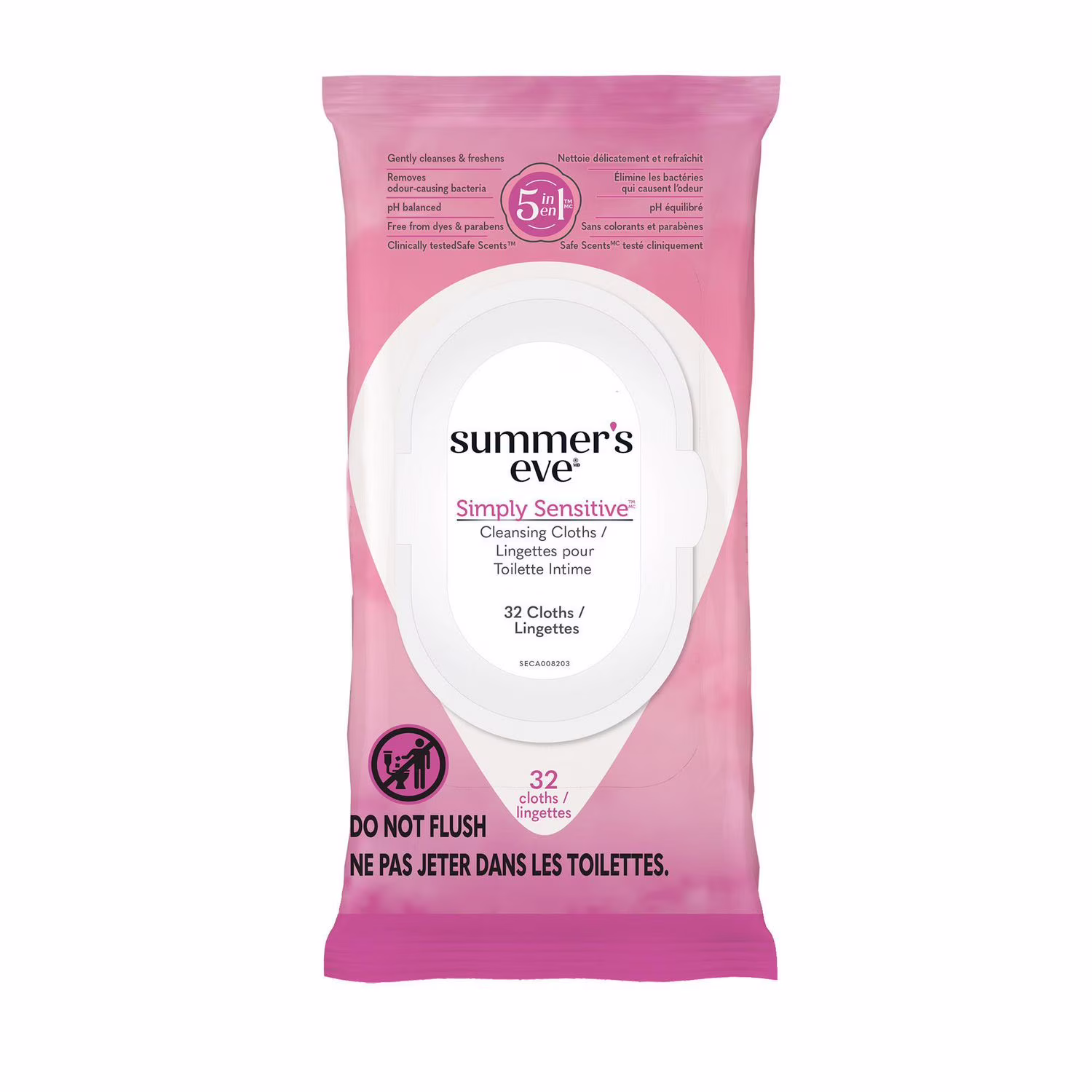 Summer's eve simplement sensible lingettes pour toilette intime ingettes. peau sensible