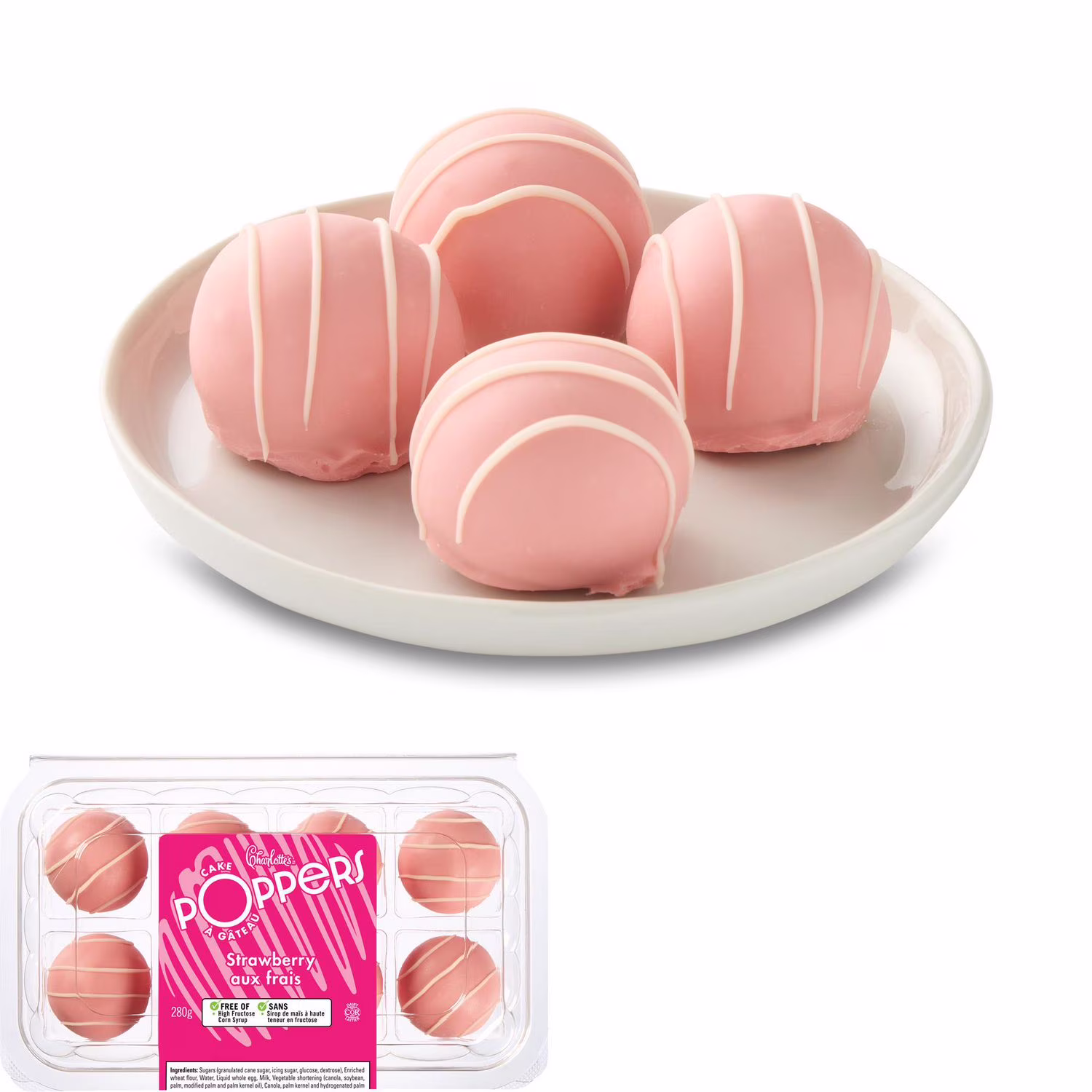 Poppers à gâteau aux fraises charlottes 8 morceaux. total de