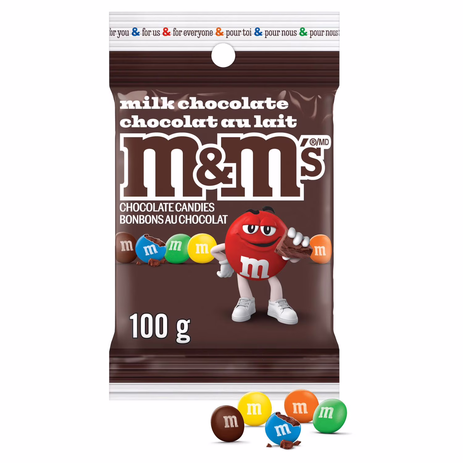 M&ms. bonbons au chocolat au lait. format partage.