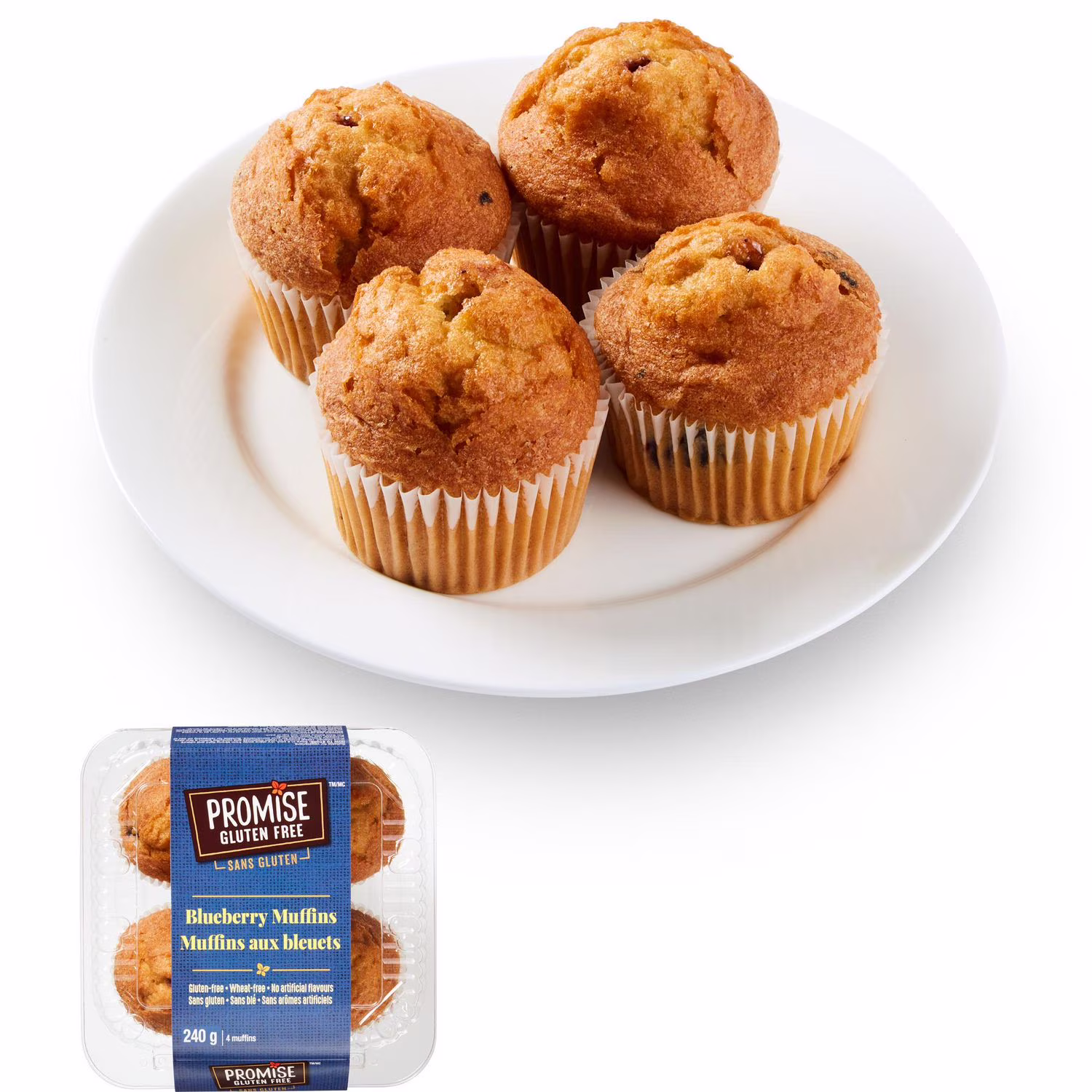 Muffins aux bleuets promise gluten free 4 morceaux. total de