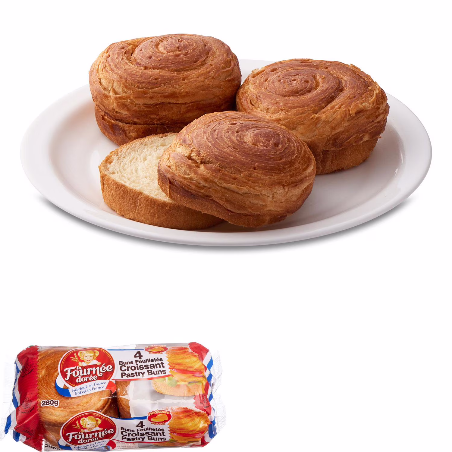 Buns feuilletés la fournée dorée 4 morceaux. total de