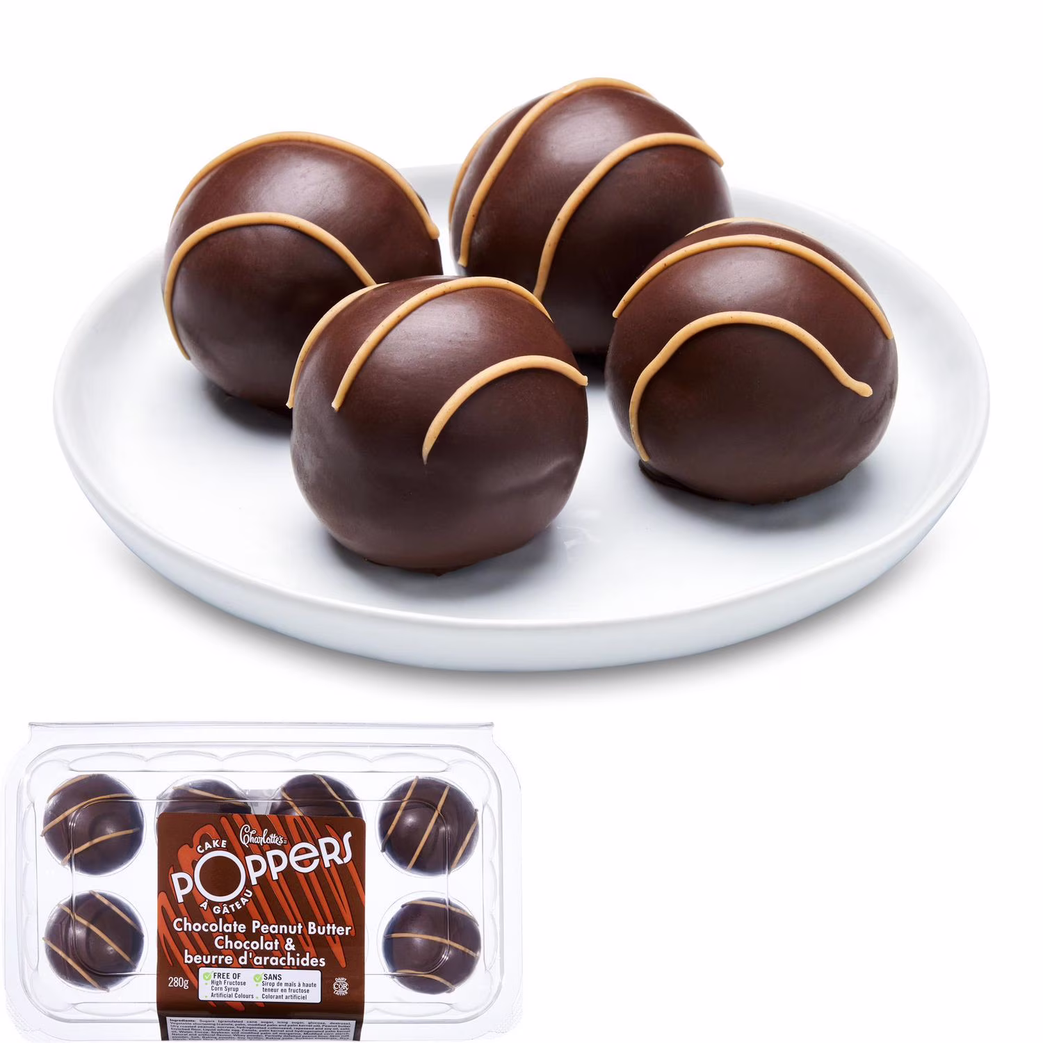 Poppers à gâteau au chocolat et au beurre darachides charlottes 8 morceaux. total de