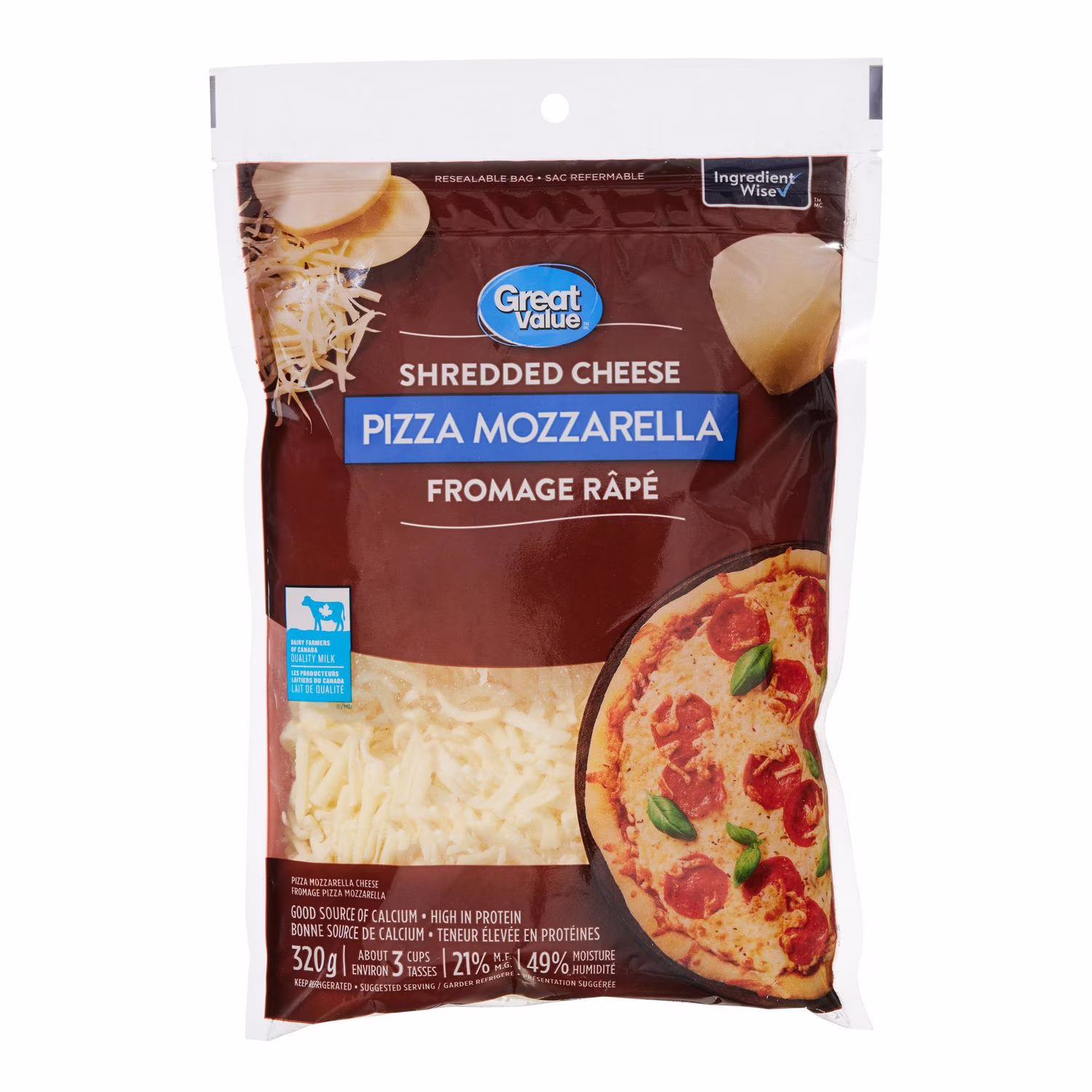 Fromage râpé pizza mozzarella great value