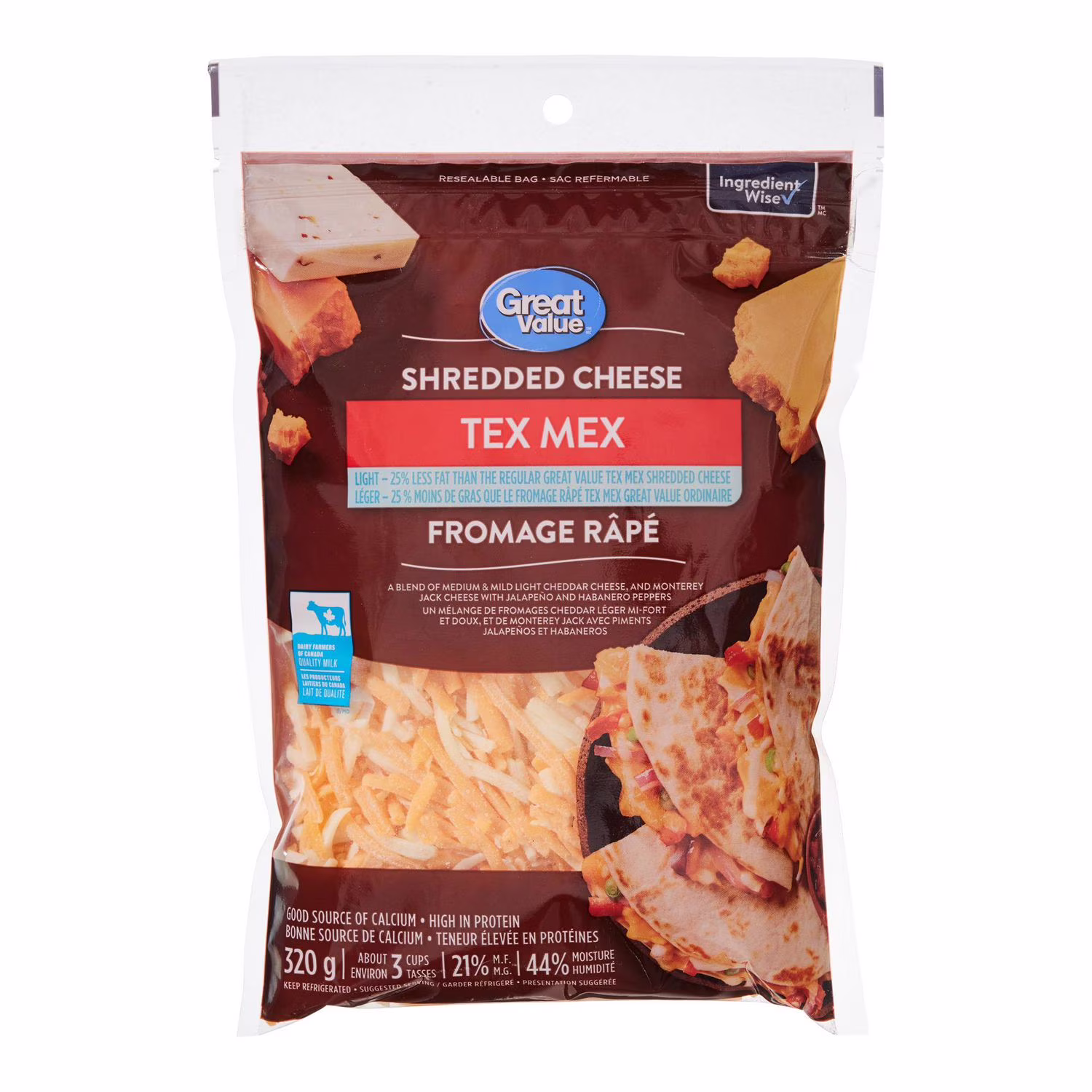 Fromage râpé tex-mex léger great value