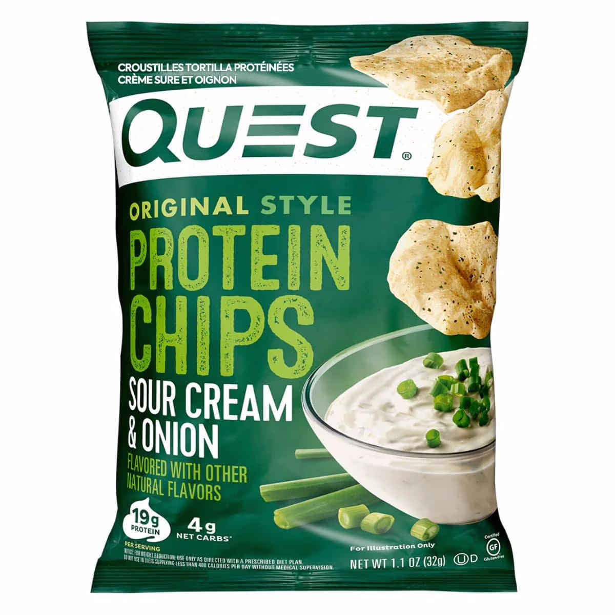 Quest chips aux protéines crème aigre et oignon quest crm aig chps