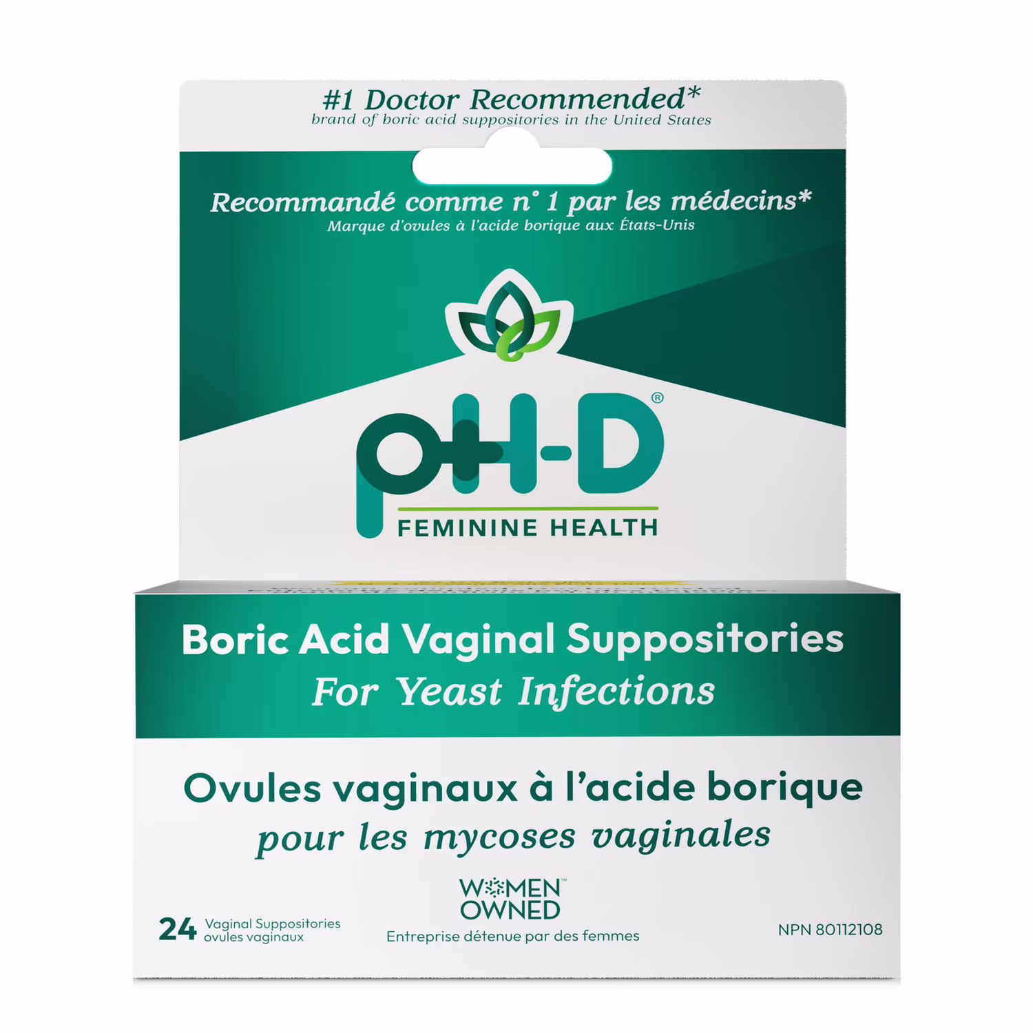 Ph-d ovules vaginaux à lacide borique - recommandé par les médecins pour les mycoses vaginales  enterprise détente par une femme 24 ovules vaginaux