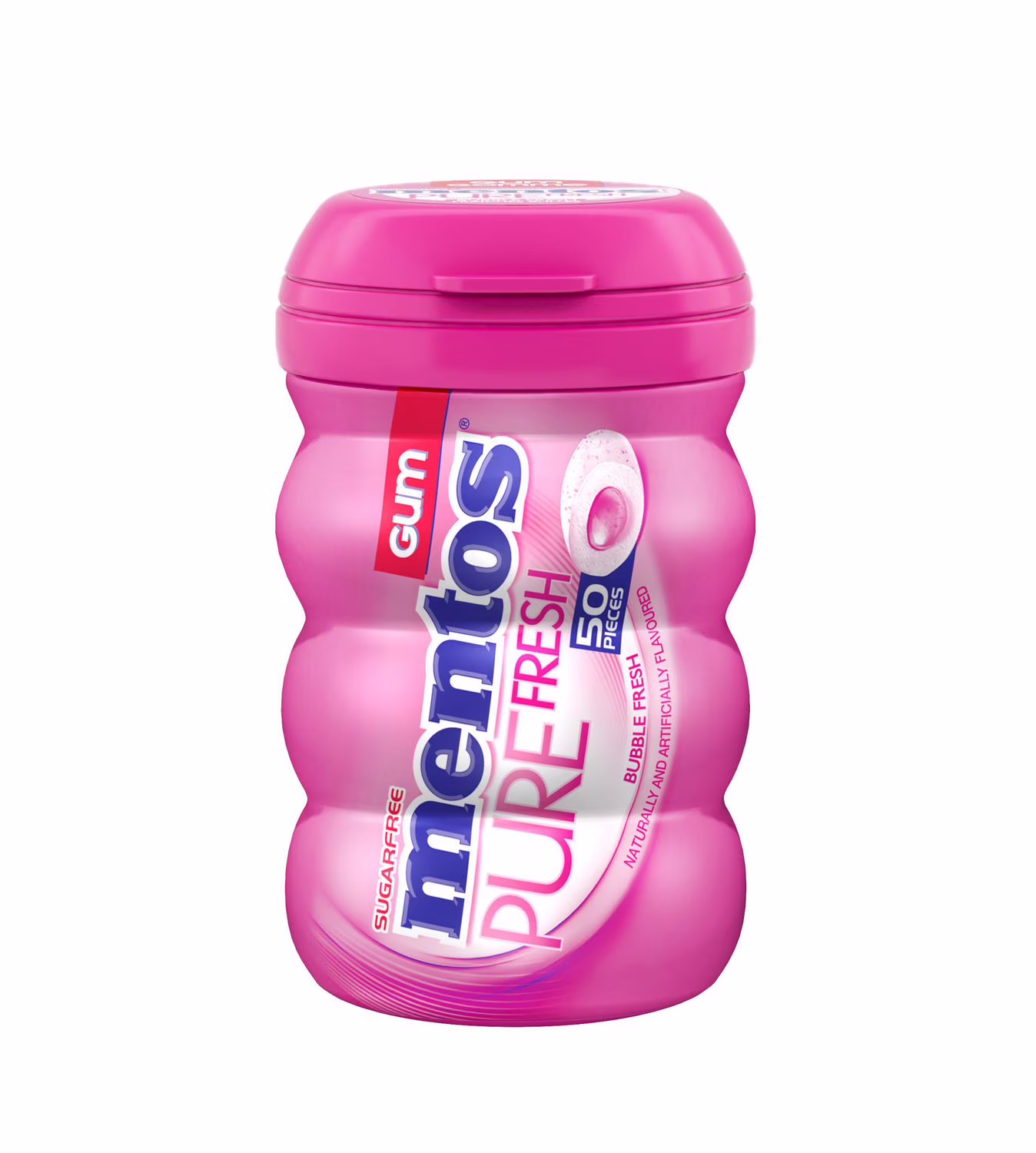 Gomme à mâcher mentos pure fresh sans sucre avec xylitol. flacon de 50 morceaux fraîche bulles disponible dans d'autres grandes saveurs