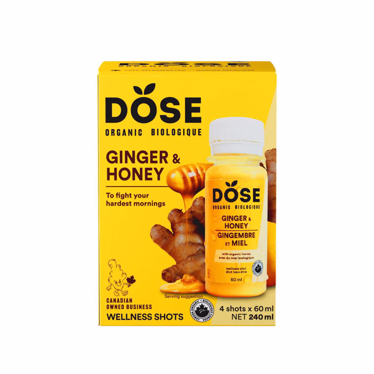 Shots biologiques au gingembre et miel dose 4x