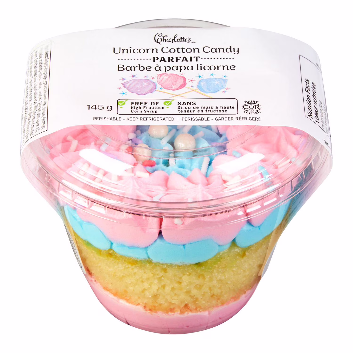 Parfait barbe à papa licorne charlottes