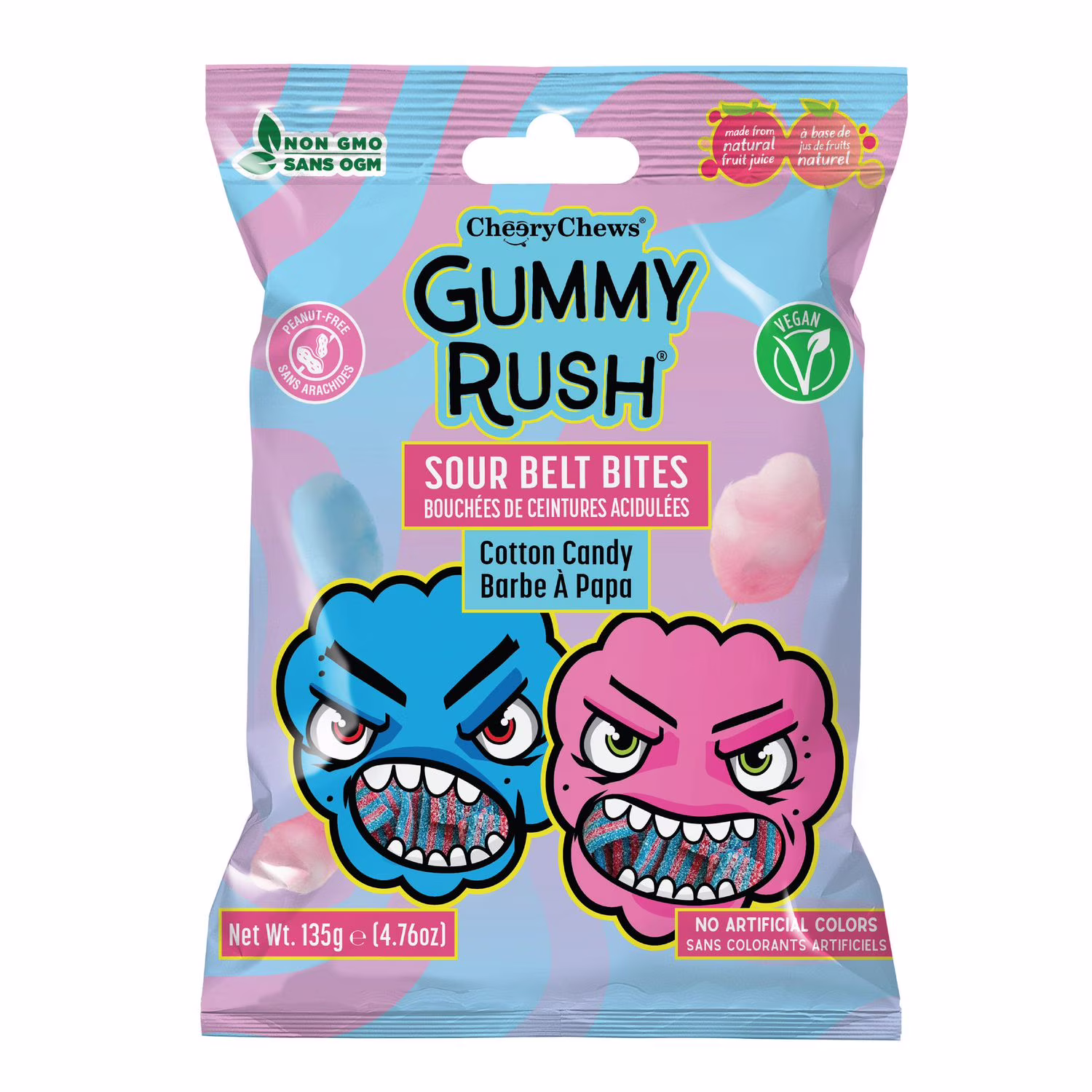 Gummy rush bouchées de ceintures aigres  barbe à papa   bouchées sûres