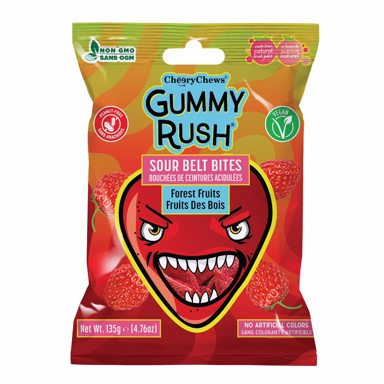 Gummy rush bouchées de ceintures aigres  fruits des bois   bouchées sûres